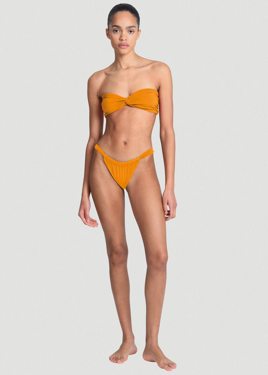 Aexae Ruched Bandeau Swim Top - Orange – The Frankie Shop
