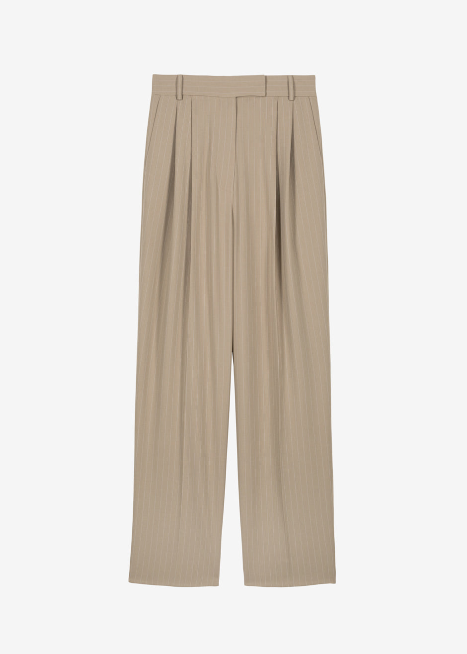 Bea Fluid Pinstripe Suit Pants - Camel - 9
