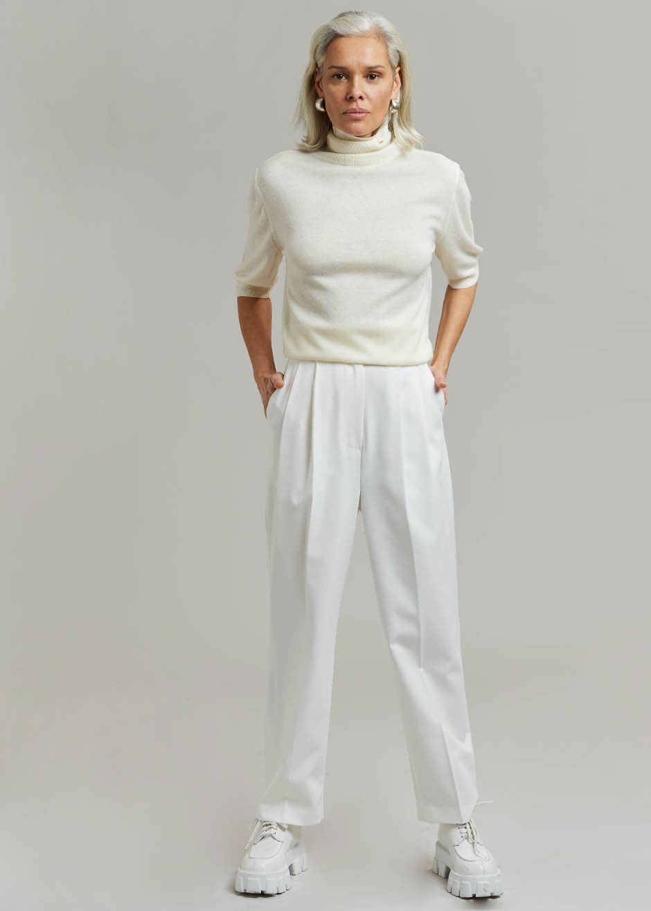 White Pleated Pants, High-waisted Pants, Custom Pants -  Canada