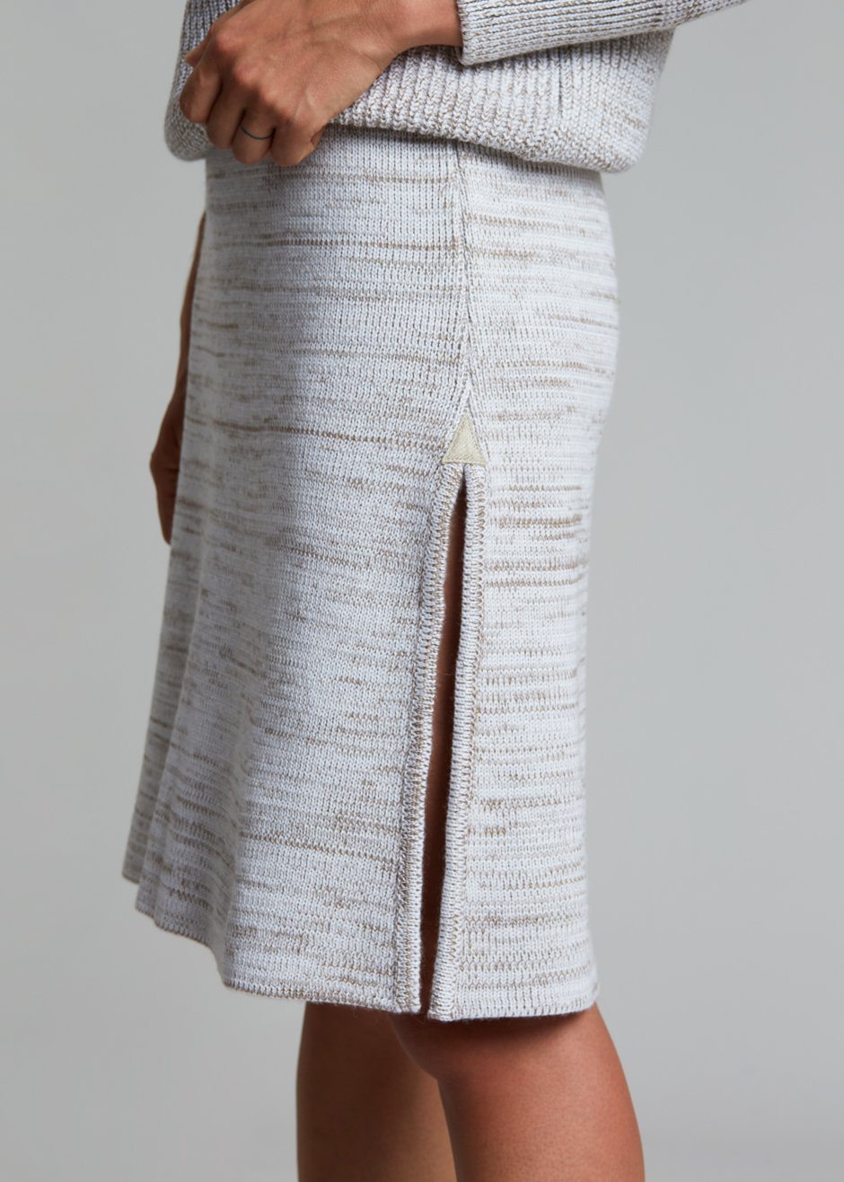 Bevza Knitted Skirt - Light Beige Melange - 5