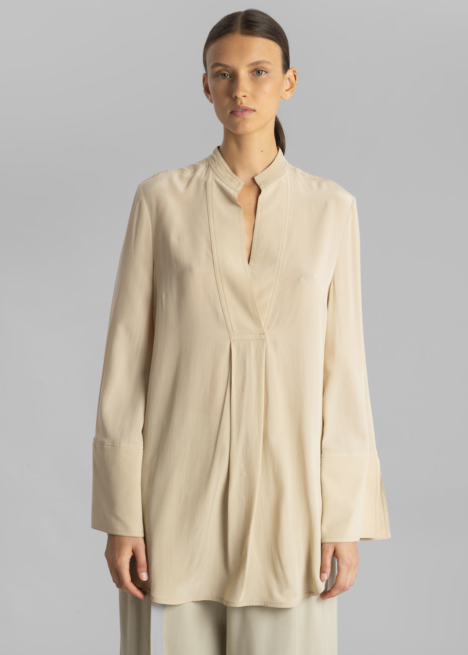 By Malene Birger Flaiy Silk Blouse - Nature – The Frankie Shop