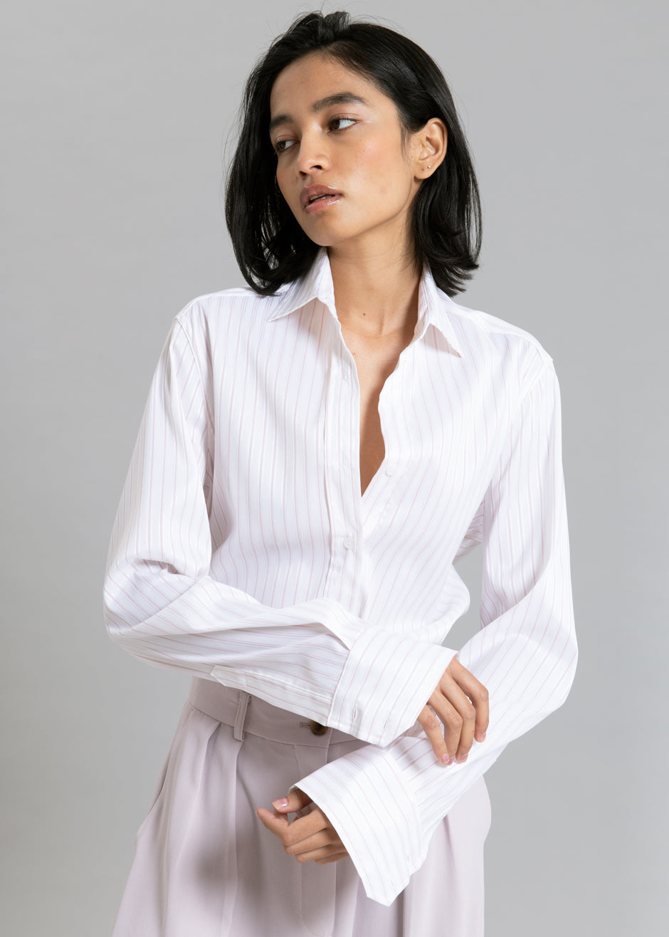 Flor Silky Shirt - Pink Stripe – The Frankie Shop