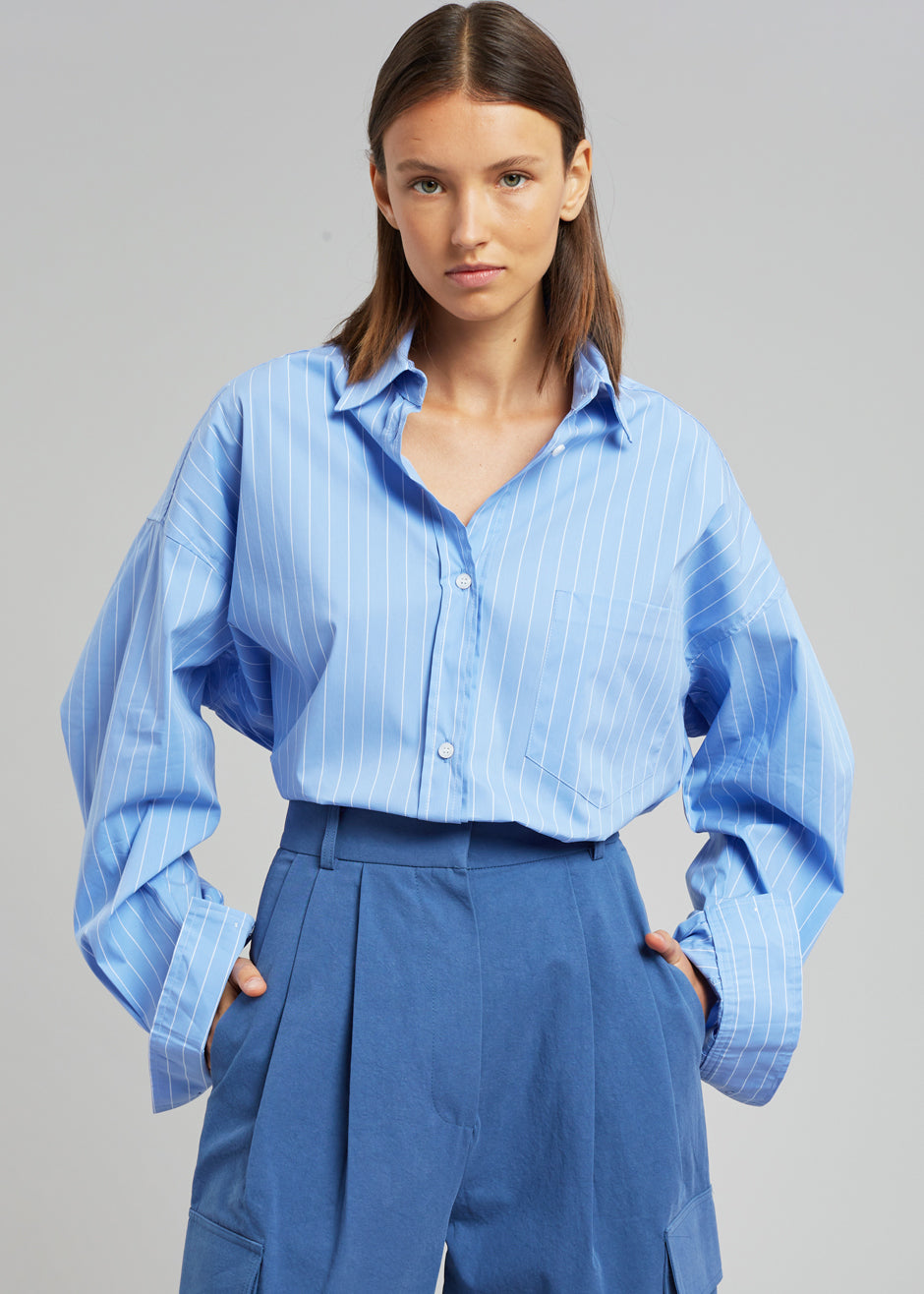 Georgia Pinstripe Shirt - Light Blue - 3