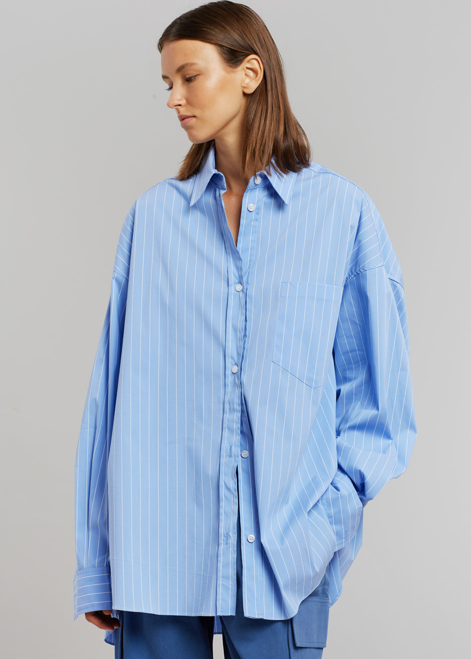 Georgia Pinstripe Shirt - Light Blue - 5