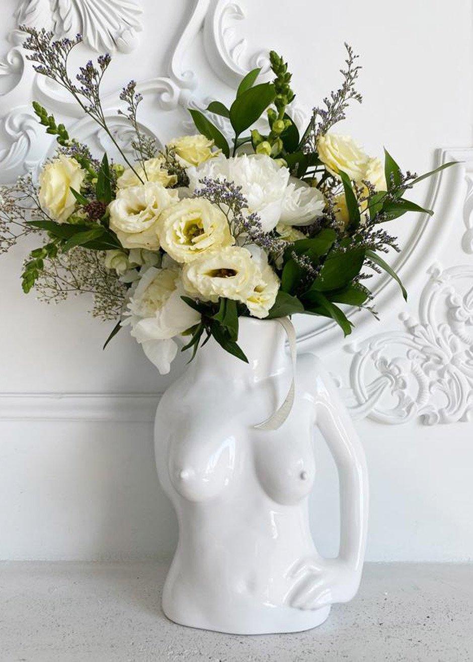 Anissa Kermiche Jugs Jug Ceramic Vase - White - 4
