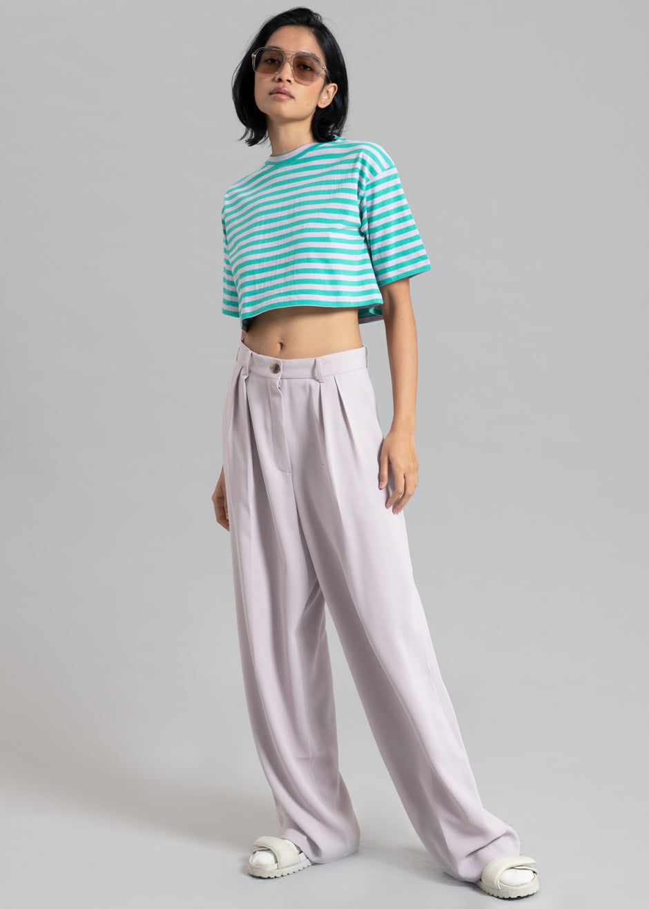 Karina Cropped T-Shirt - Sea Green/Lilac – The Frankie Shop
