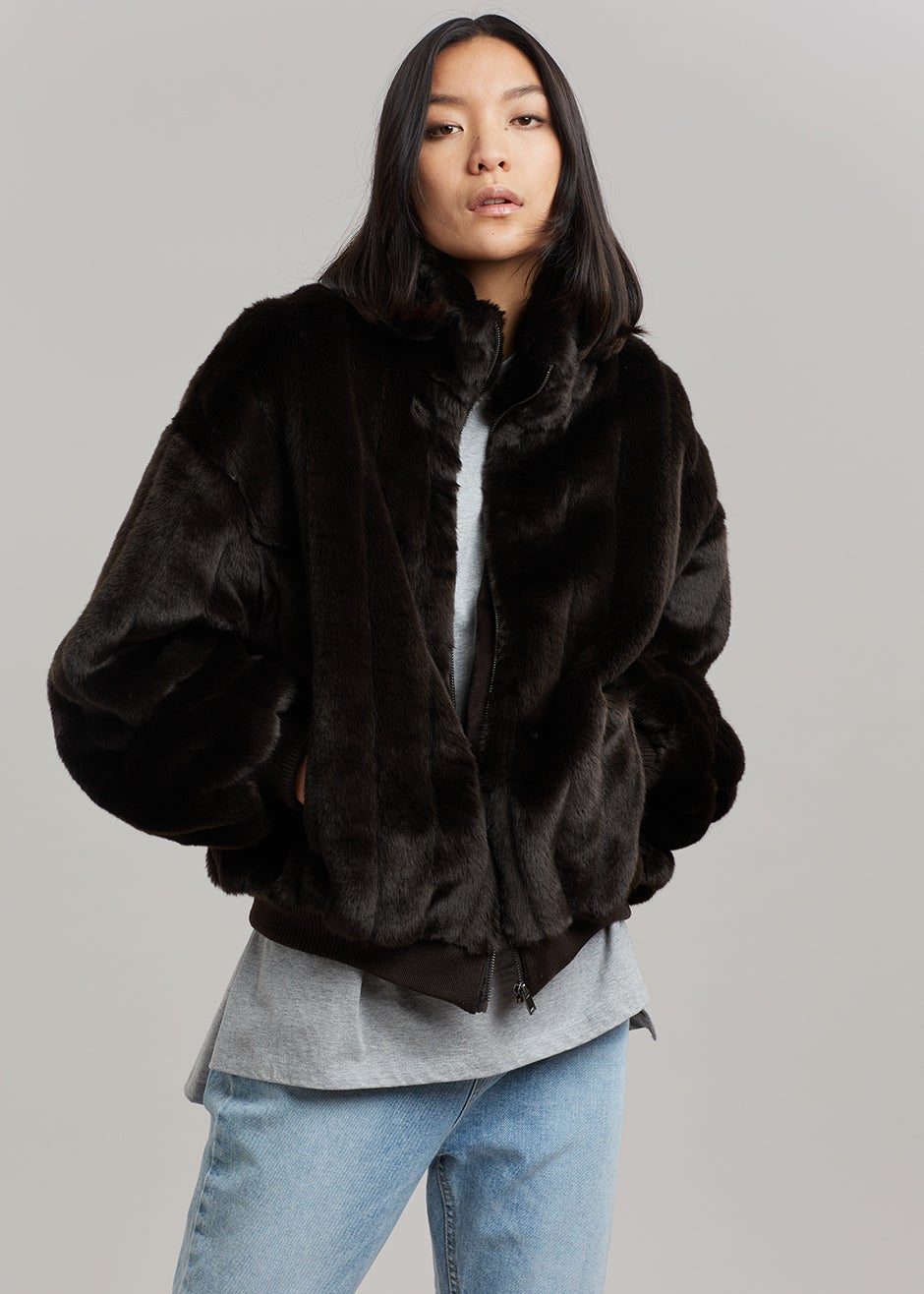 Lea Faux Fur Jacket Java – The Frankie Shop