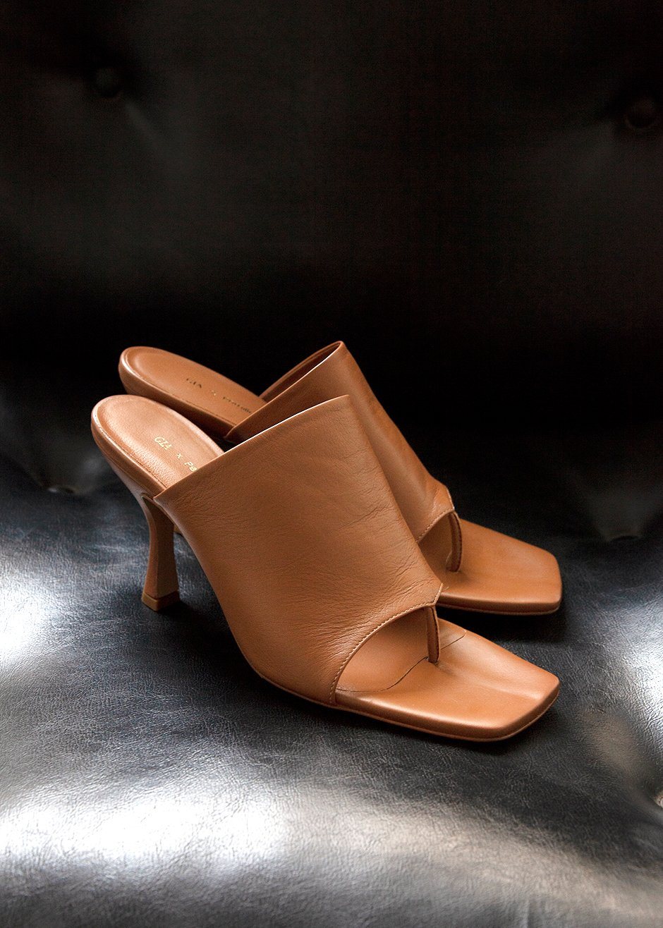 GIA X Teisbaek Leather Mule Sandal - Brown The Frankie Shop