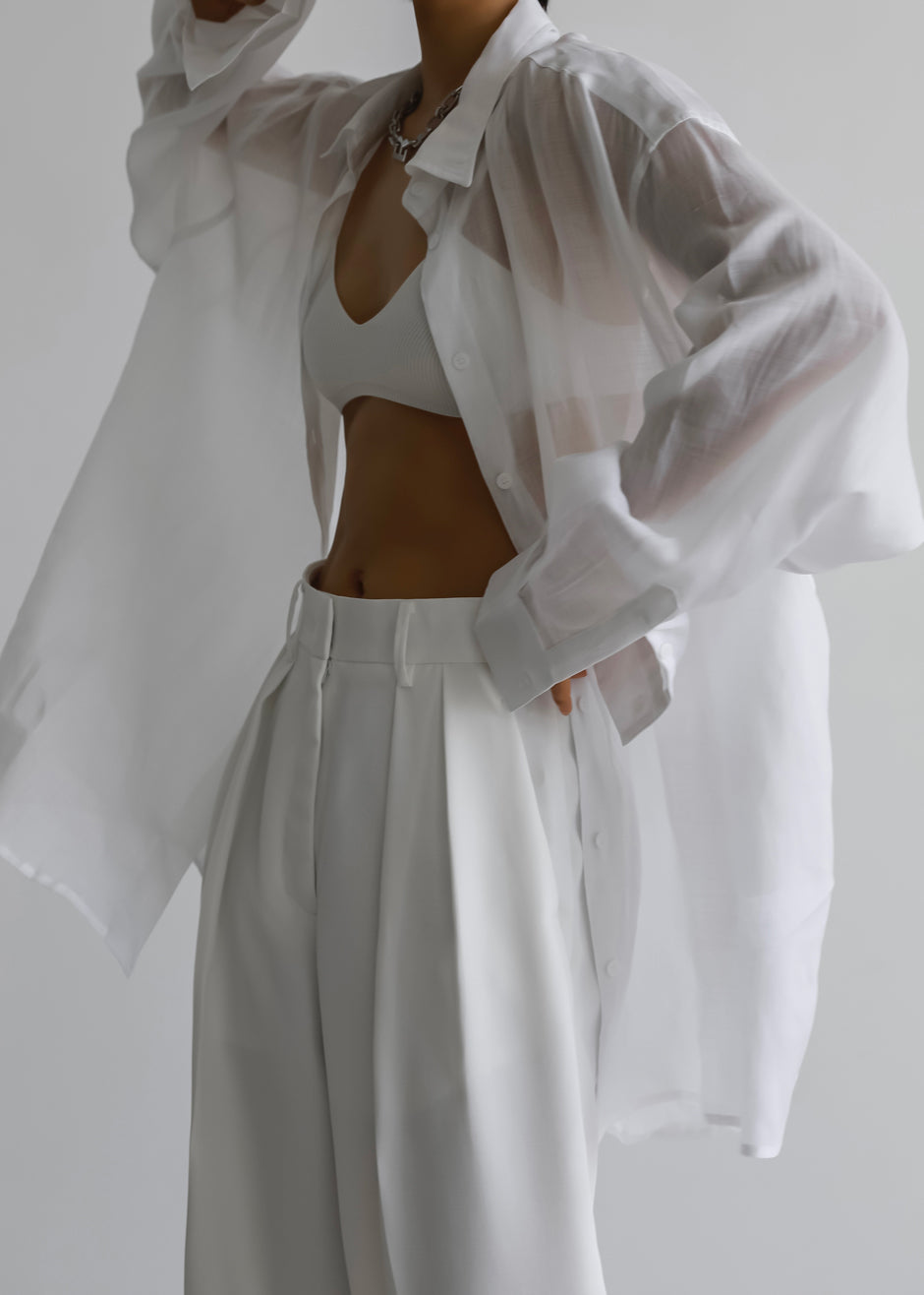 Marlow Oversized Linen Shirt - White