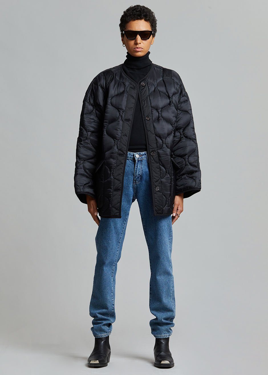 Teddy Quilted Jacket - Black - 5