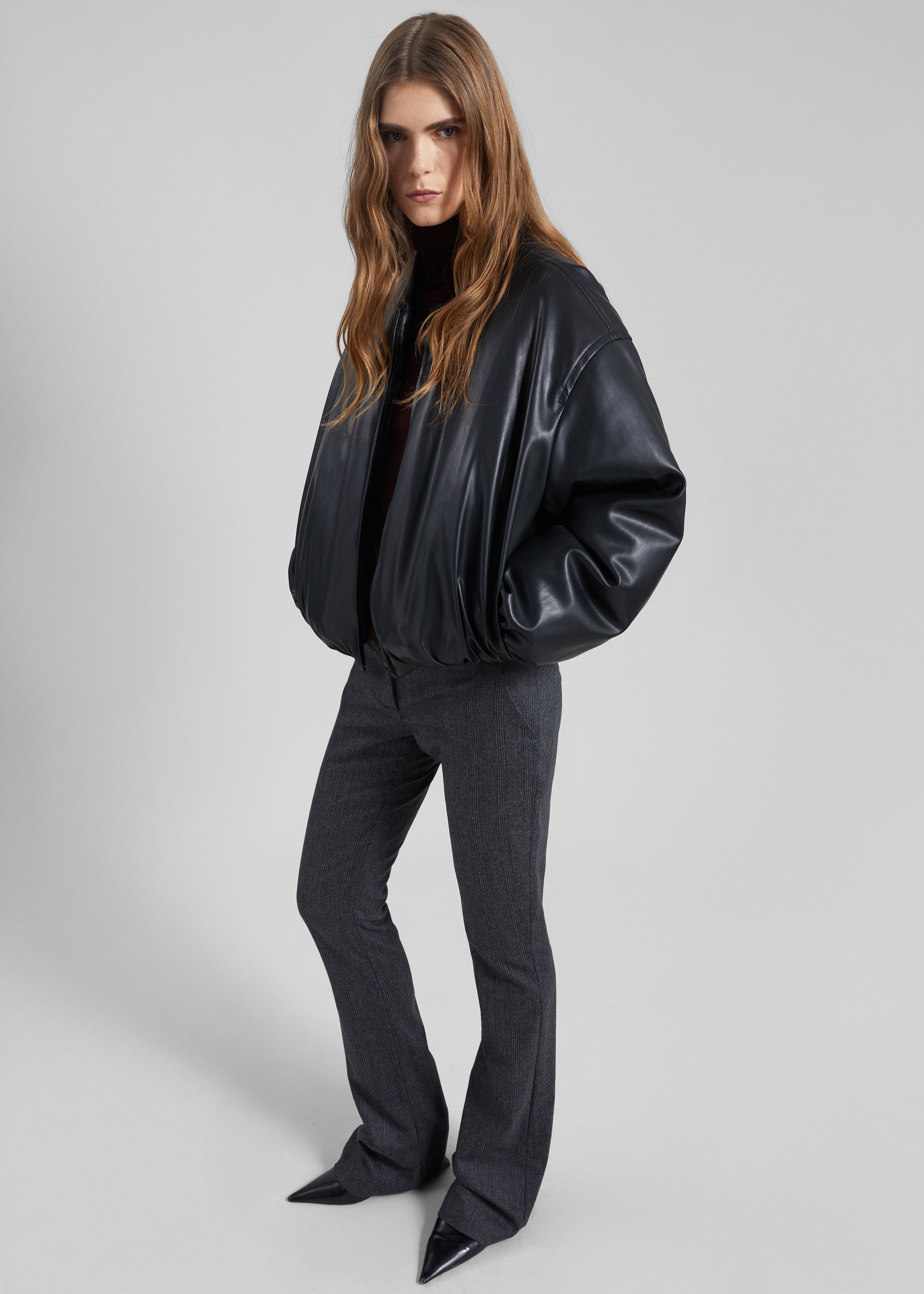 Arolla Faux Leather Draped Jacket - Black - 10