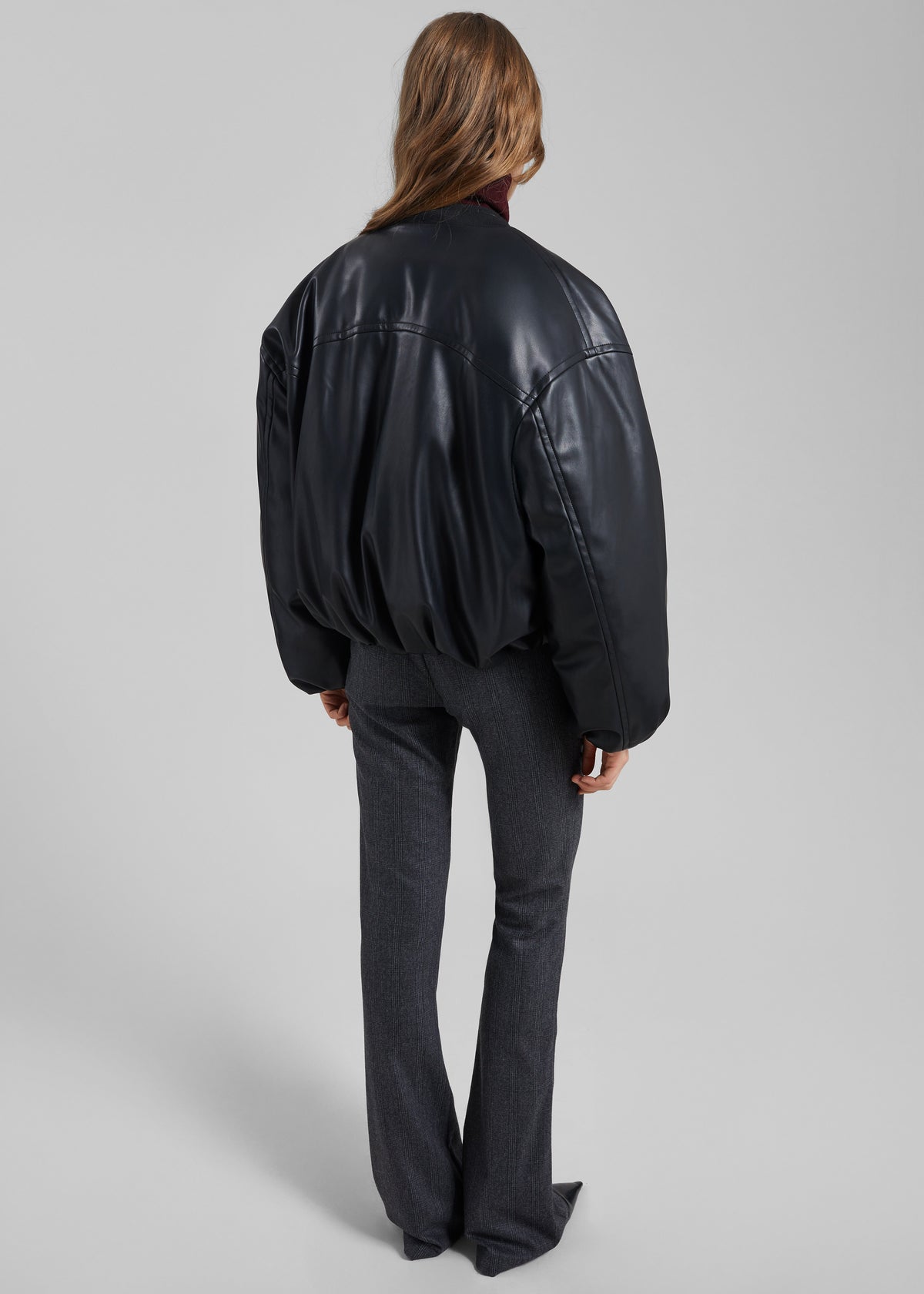 Arolla Faux Leather Draped Jacket - Black - 11