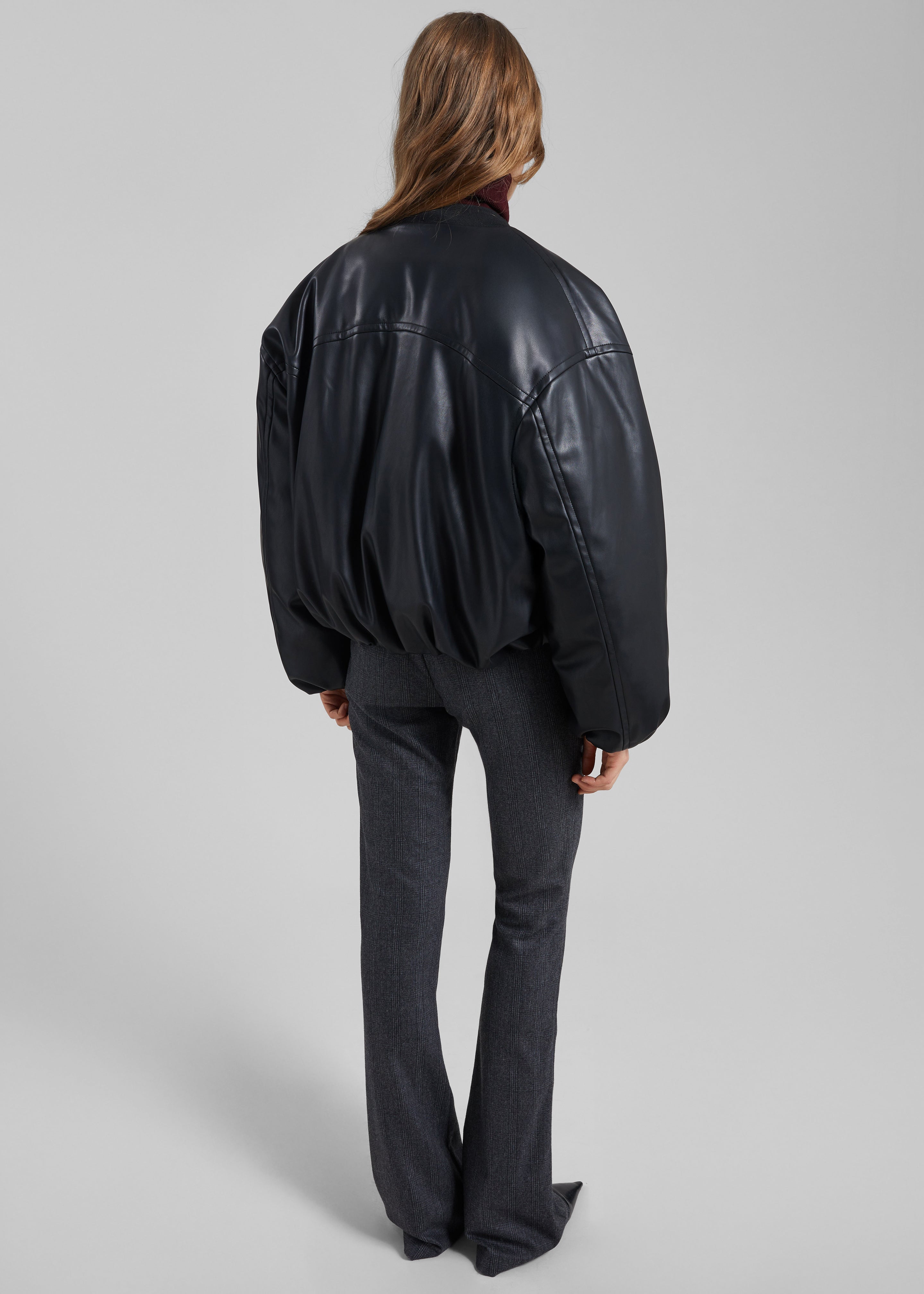 Arolla Faux Leather Draped Jacket - Black - 11