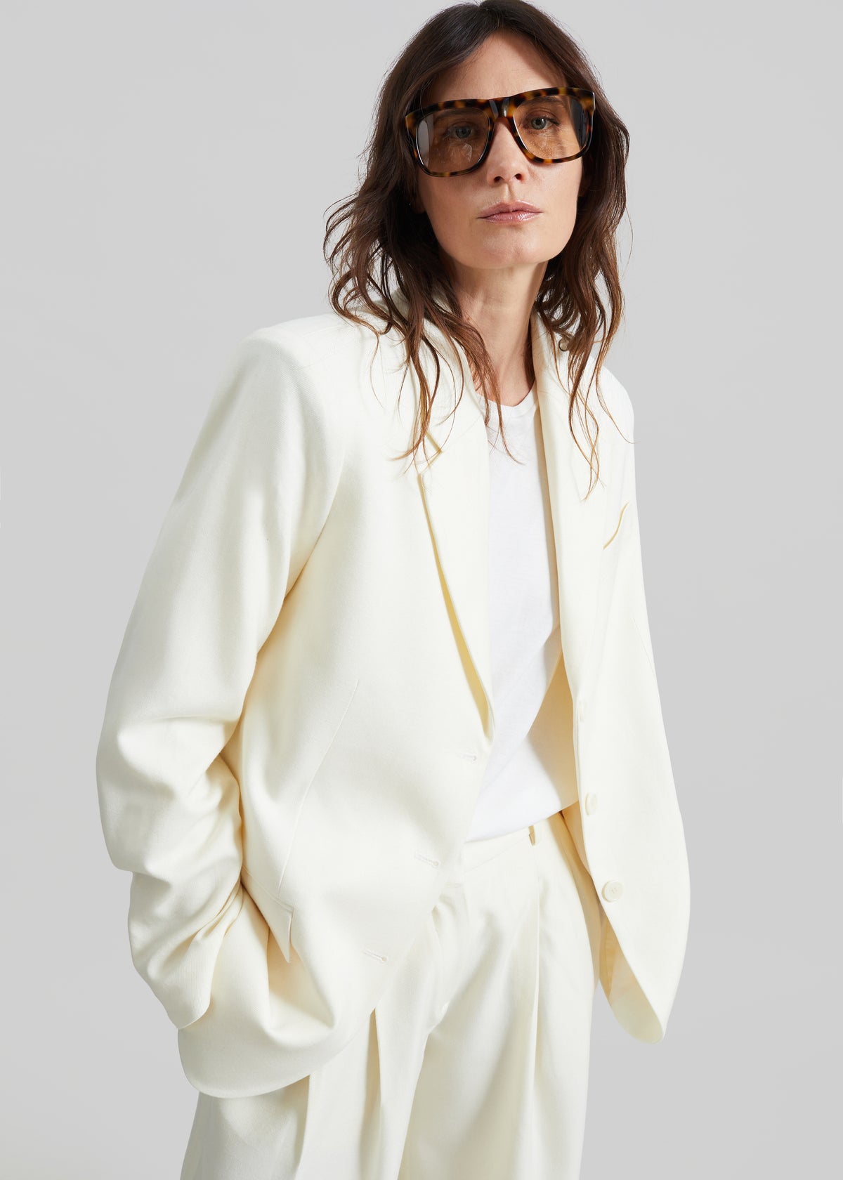 Halser Oversized Blazer - Ivory - 1