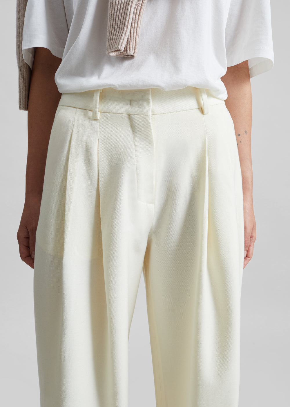 Halser Pintuck Trousers - Ivory - 1