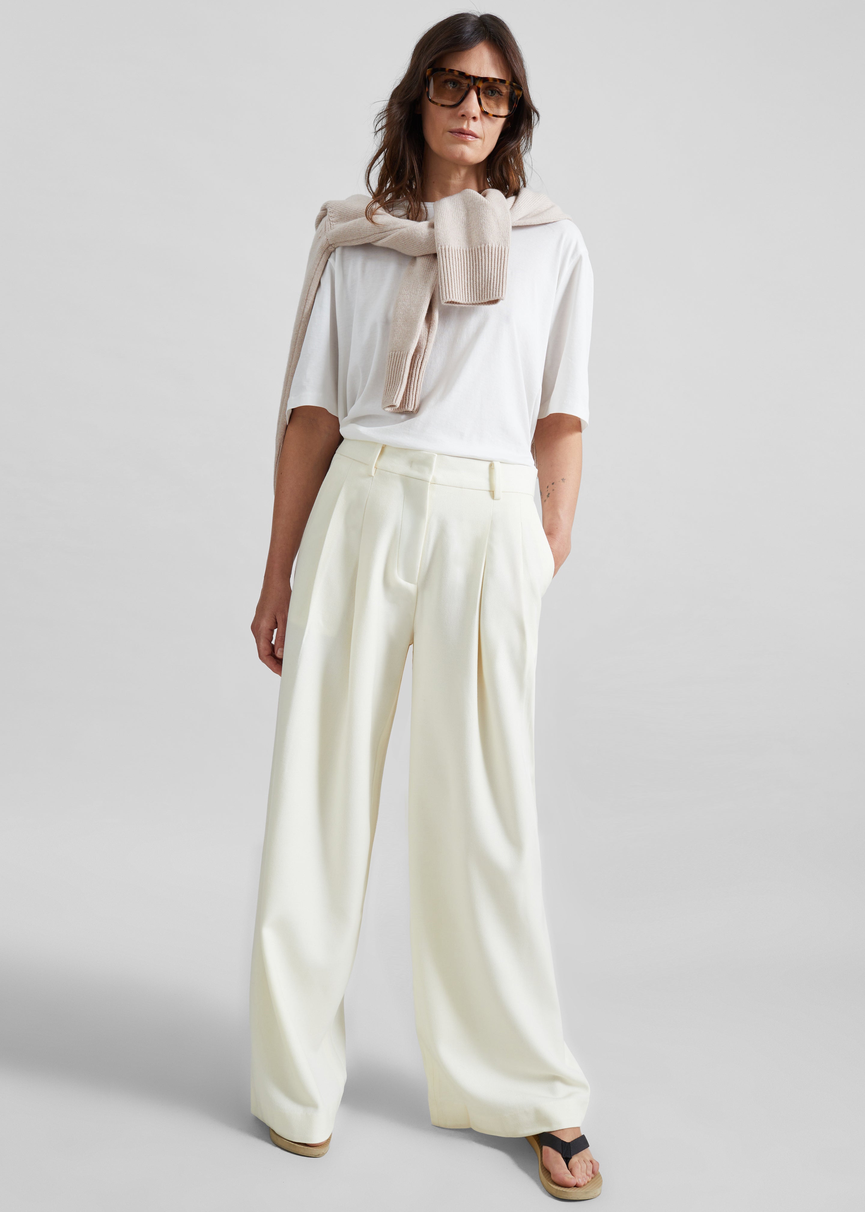 Halser Pintuck Trousers - Ivory – The Frankie Shop