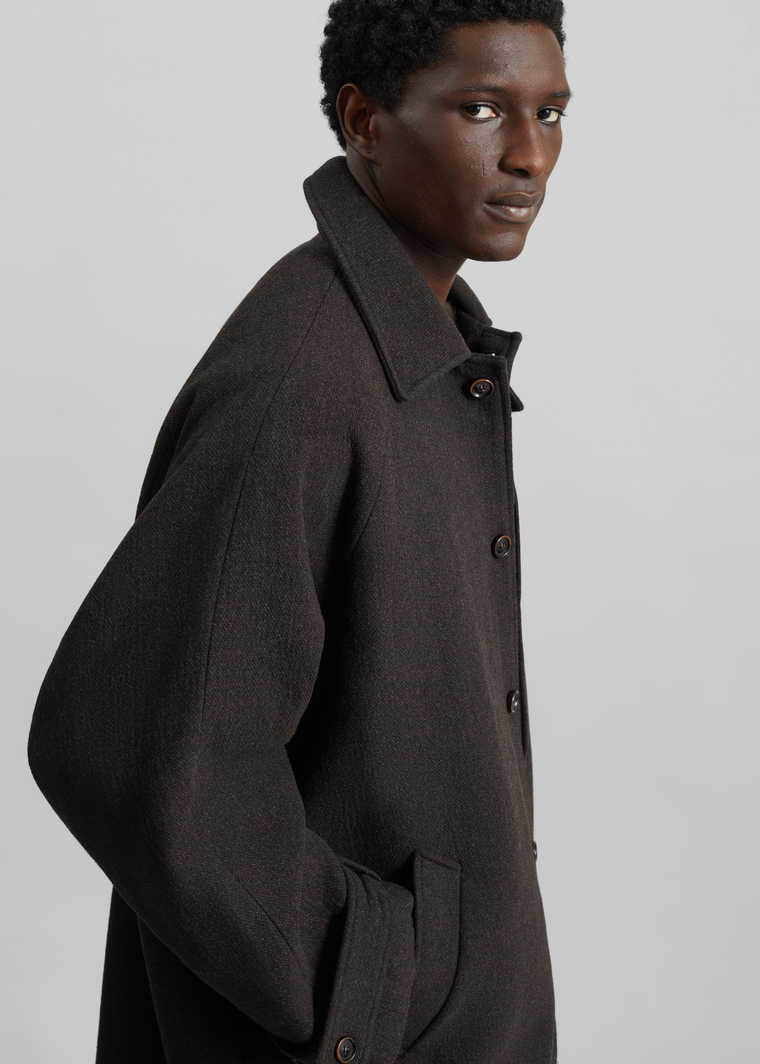 Zach Wool Blend Coat - Brown - 7