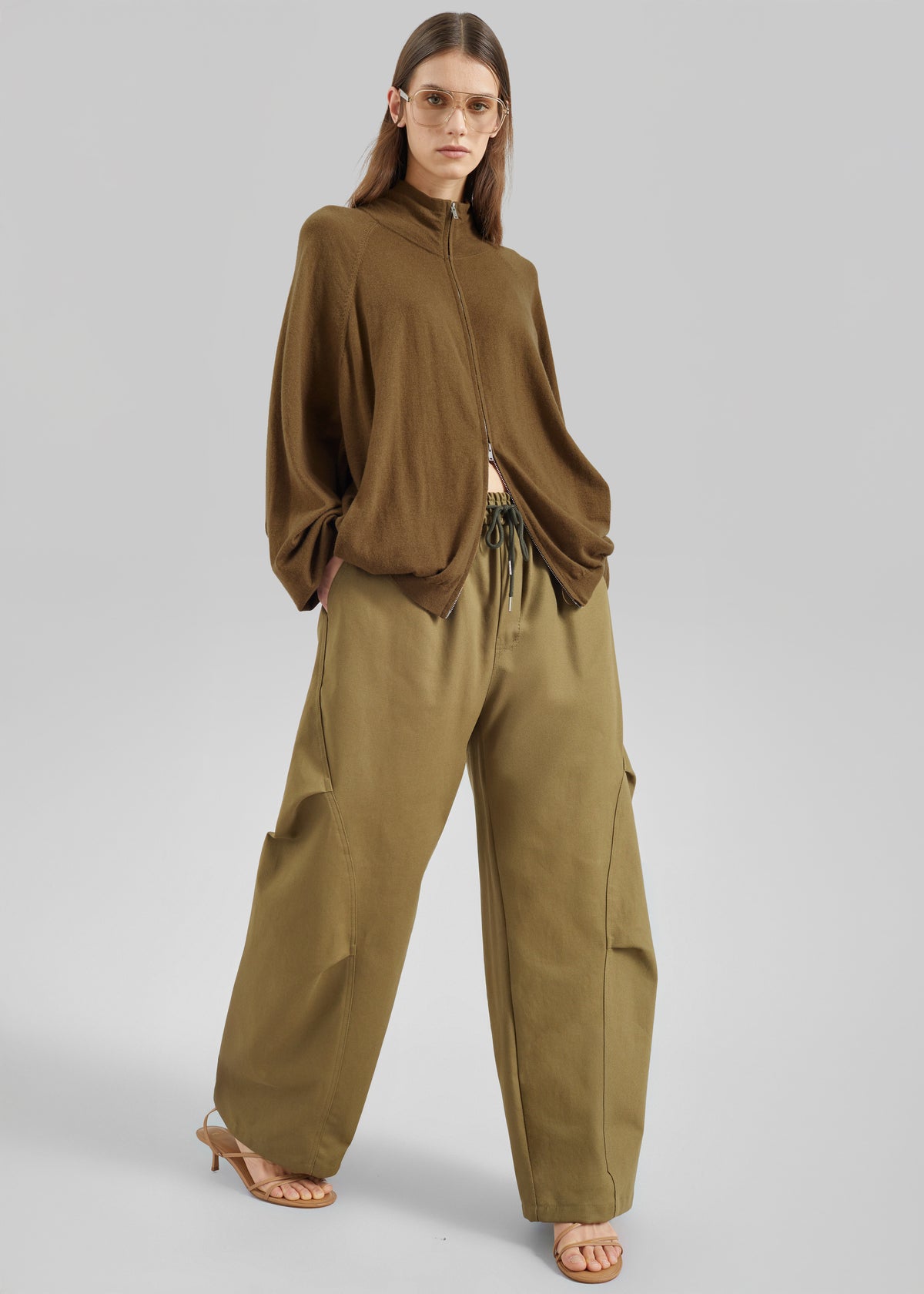 Baxe Knit Track Jacket - Dark Camel - 4