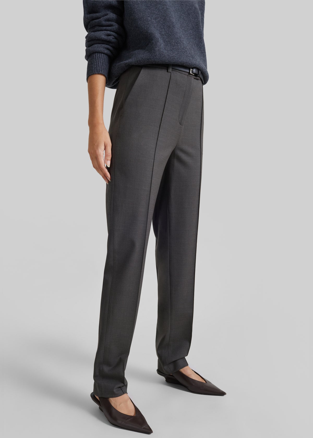 Loulou de Saison Malka Lds Fitted Leg Trousers - Brown Melange