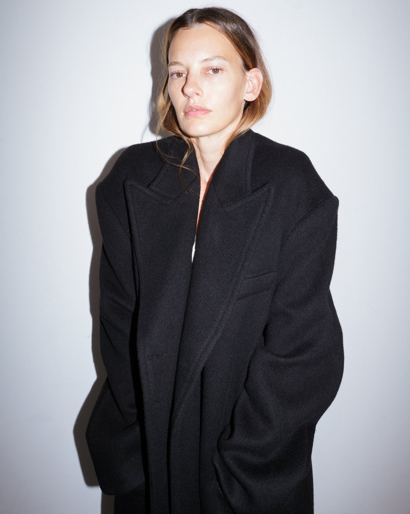 Amanda Murphy captured by Chris Rhodes wearing The Frankie Shop winter 22 collection. 