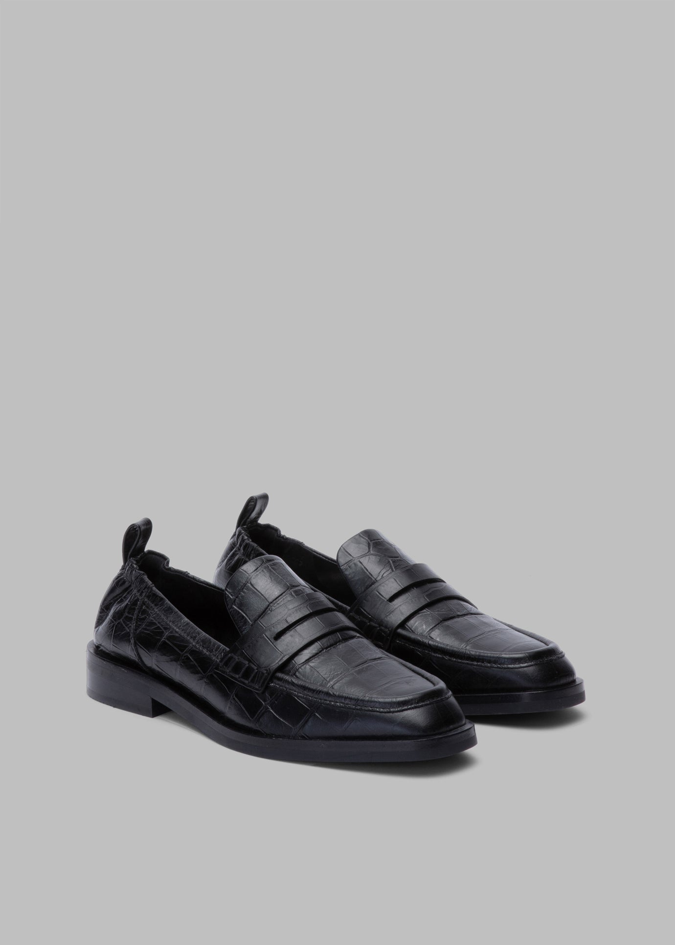 3.1 Phillip Lim Alexa Soft Penny Croco Loafers - Black - 1