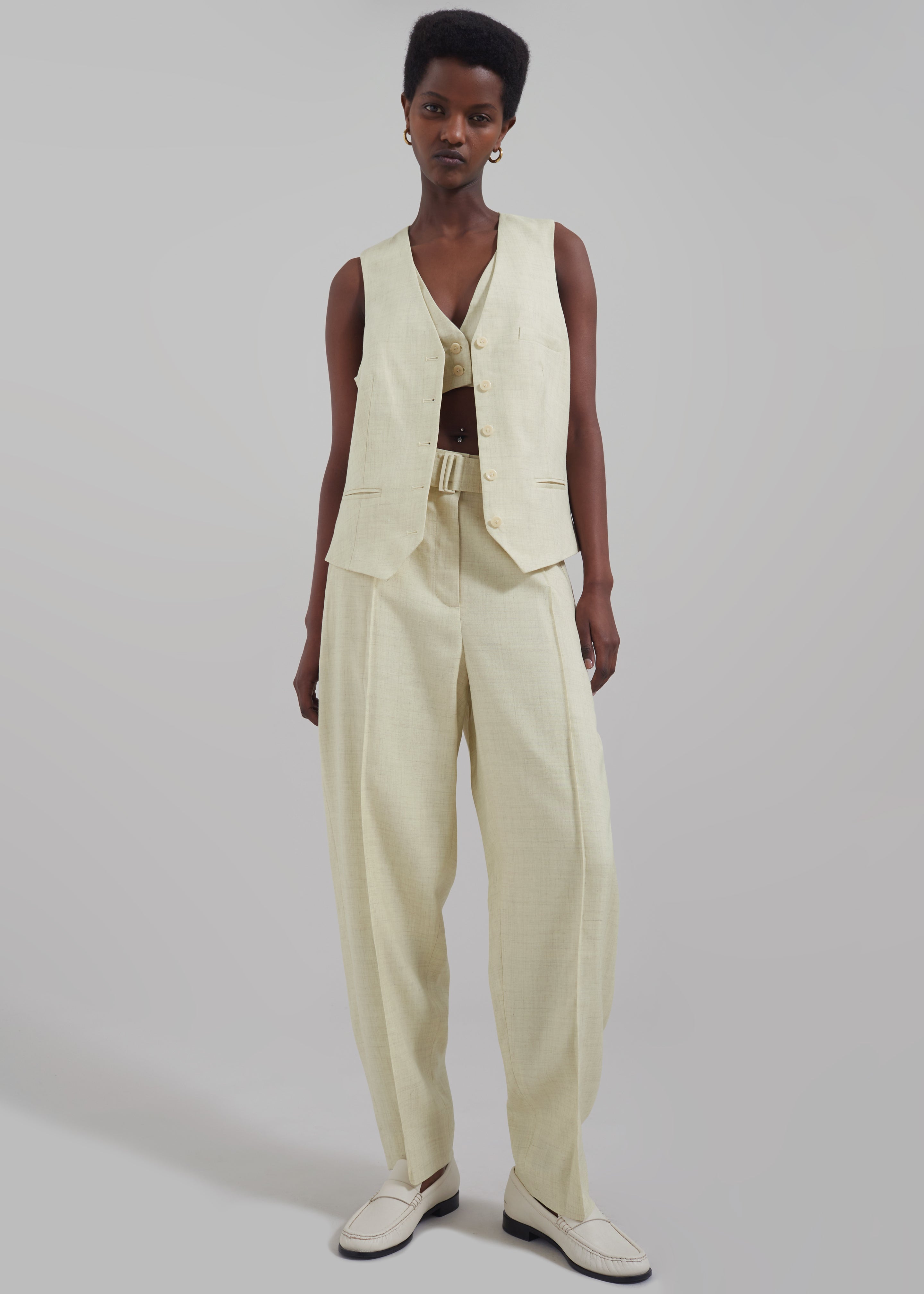 3.1 Phillip Lim Tailored Belted Tapered Trousers - Limoncello - 1