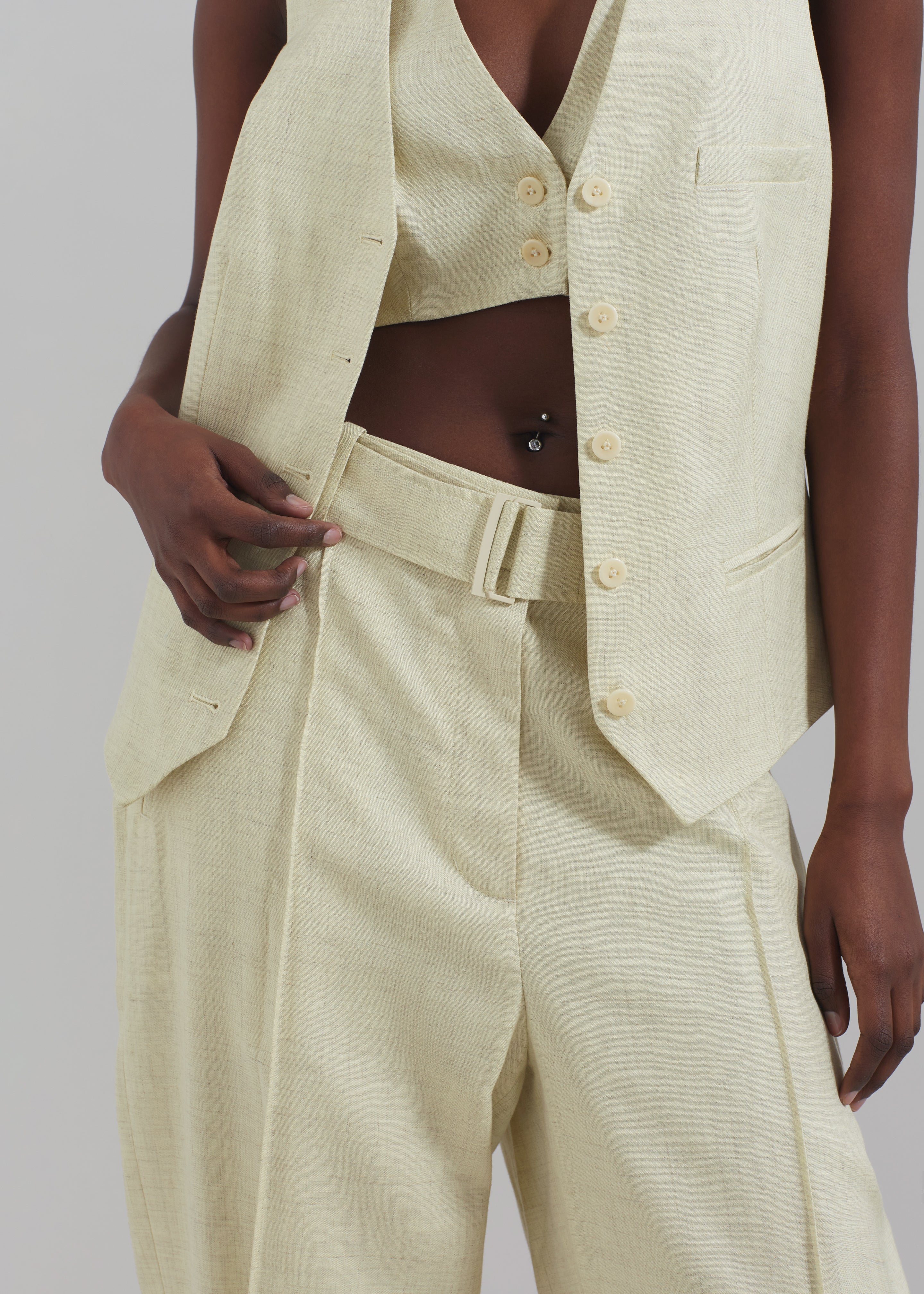 3.1 Phillip Lim Tailored Belted Tapered Trousers - Limoncello - 3