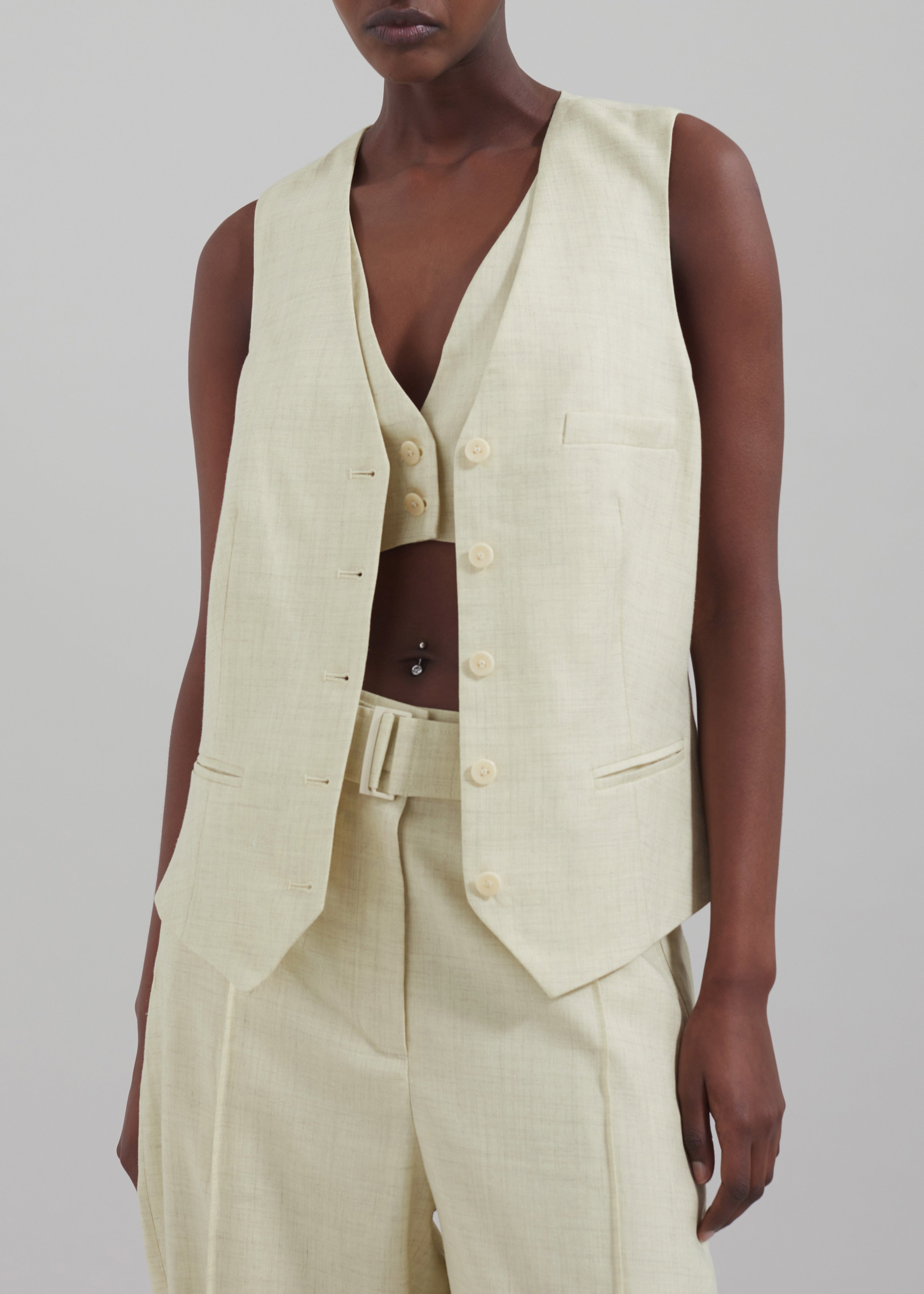 3.1 Phillip Lim Tailored Vest with Set-In Bra - Limoncello - 2