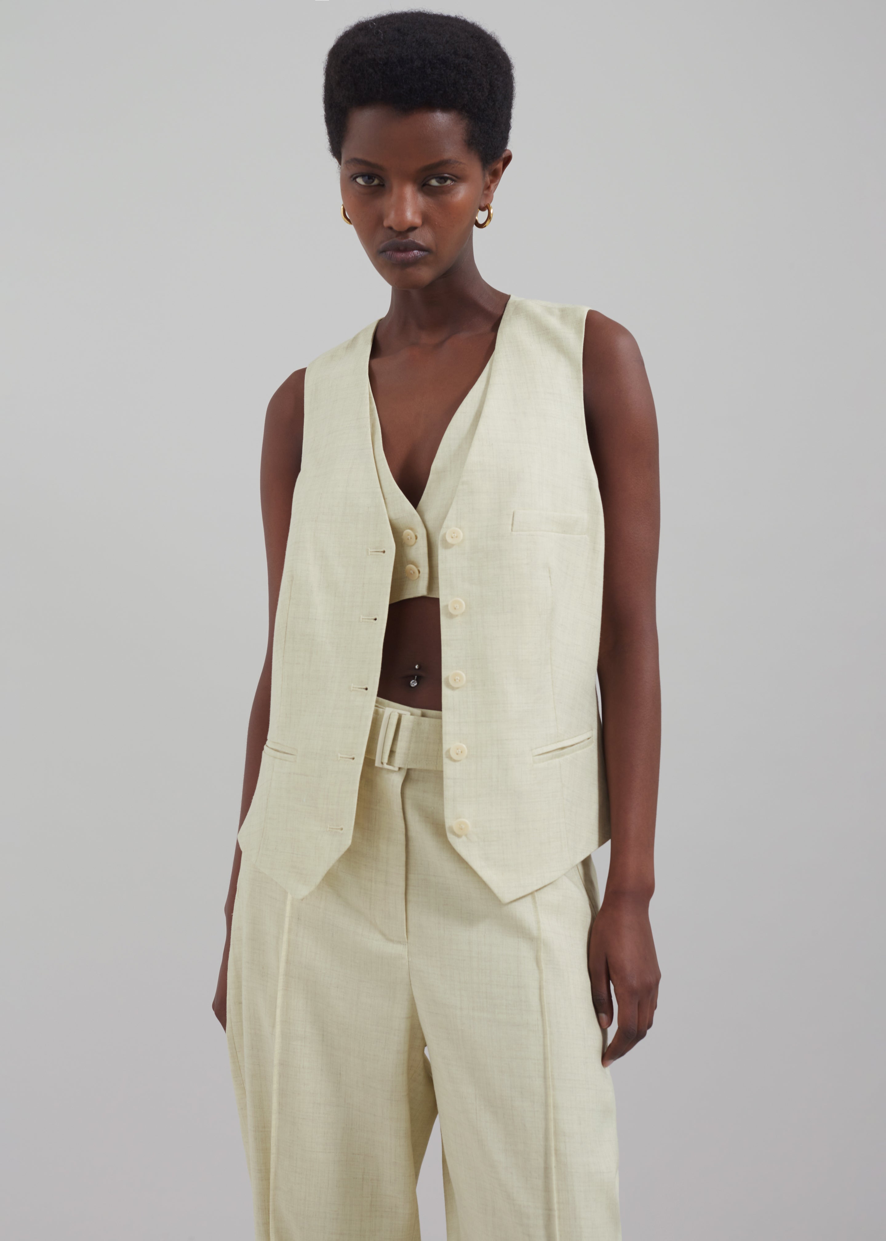 3.1 Phillip Lim Tailored Vest with Set-In Bra - Limoncello - 1