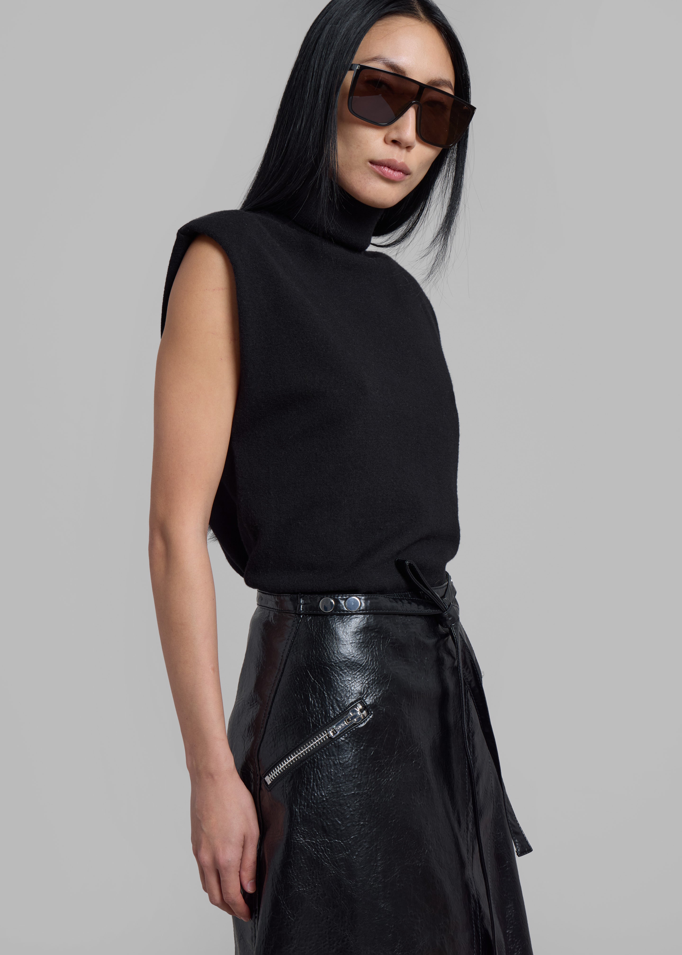 3.1 Phillip Lim Textured Faux Leather Wrap Skirt - Black - 3