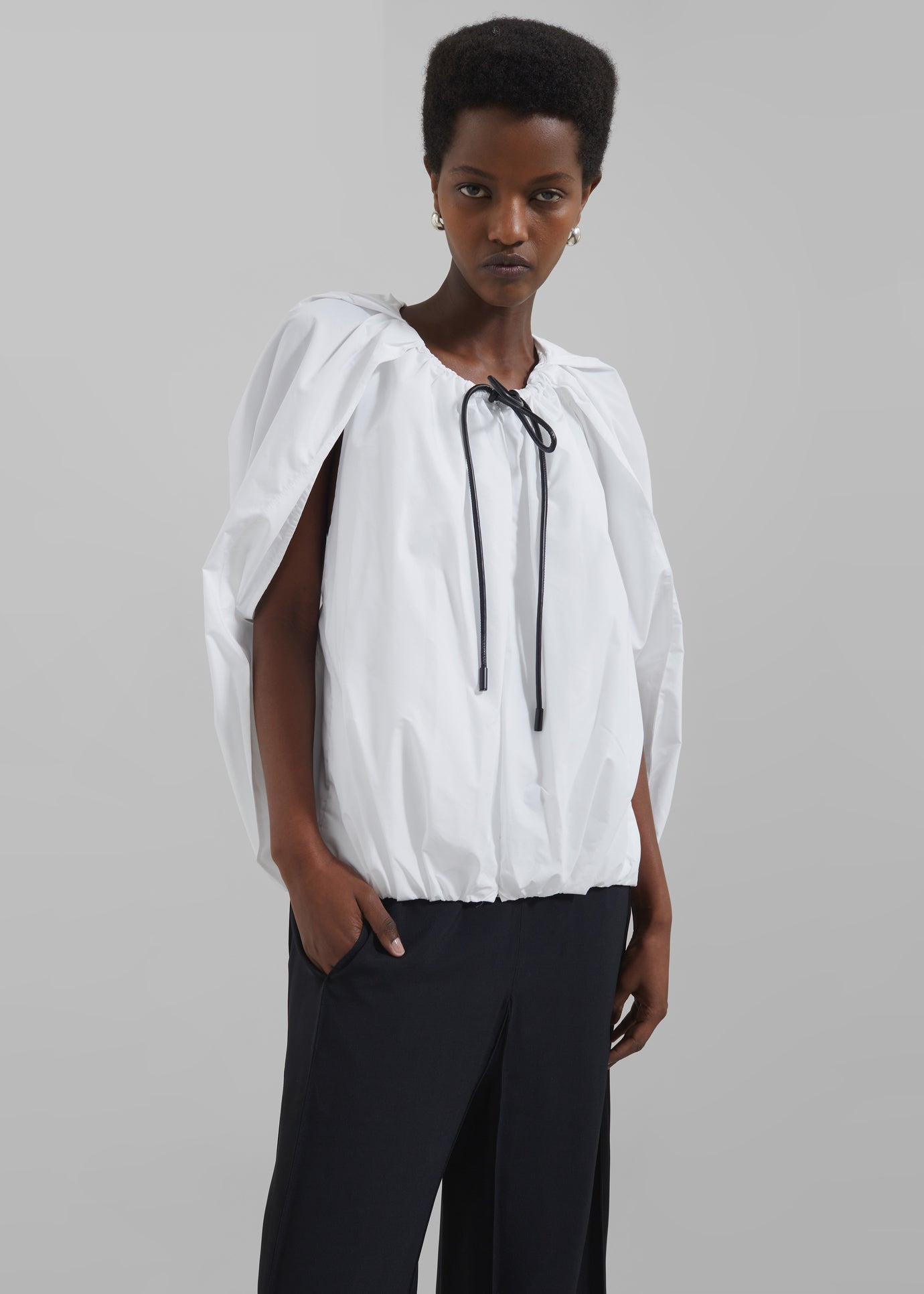3.1 Phillip Lim Cocoon Zip Top With Cord Detail - White - 1