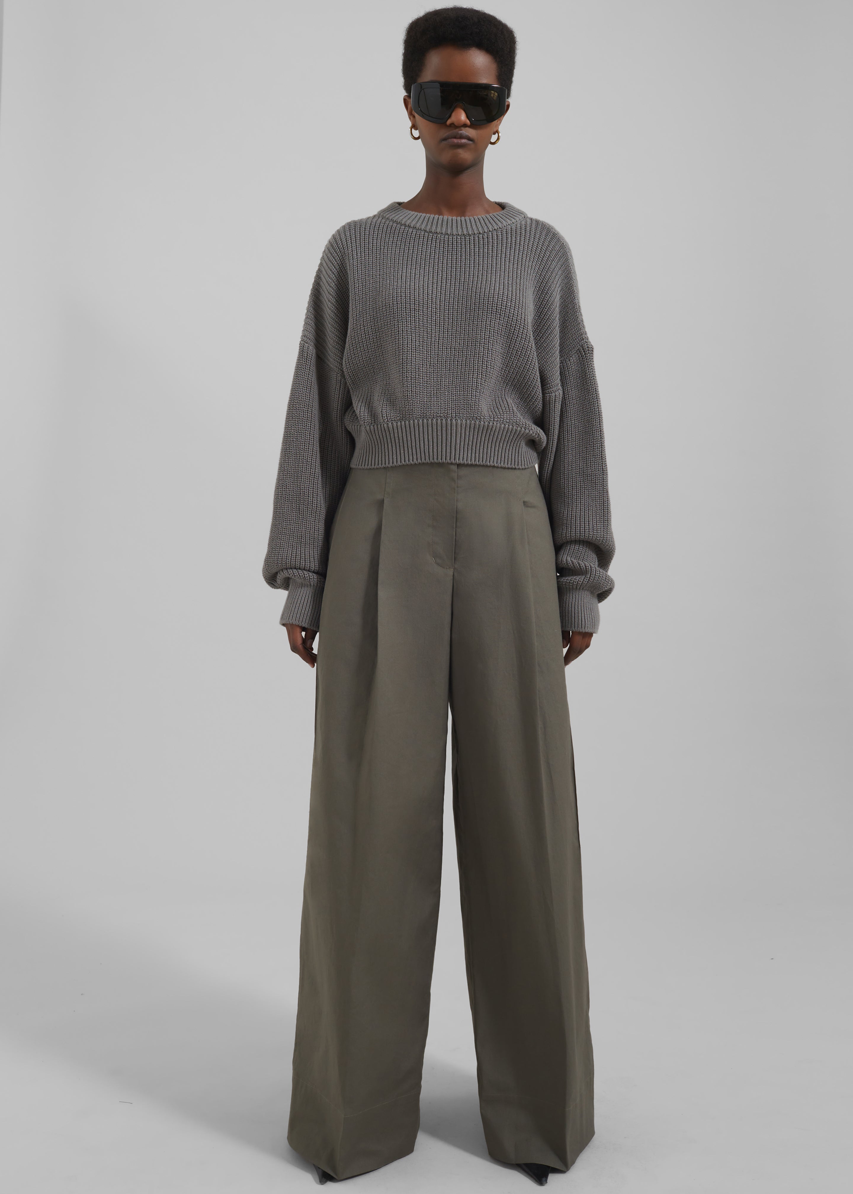3.1 Phillip Lim Double Pleated Wide Leg Trousers - Army - 6