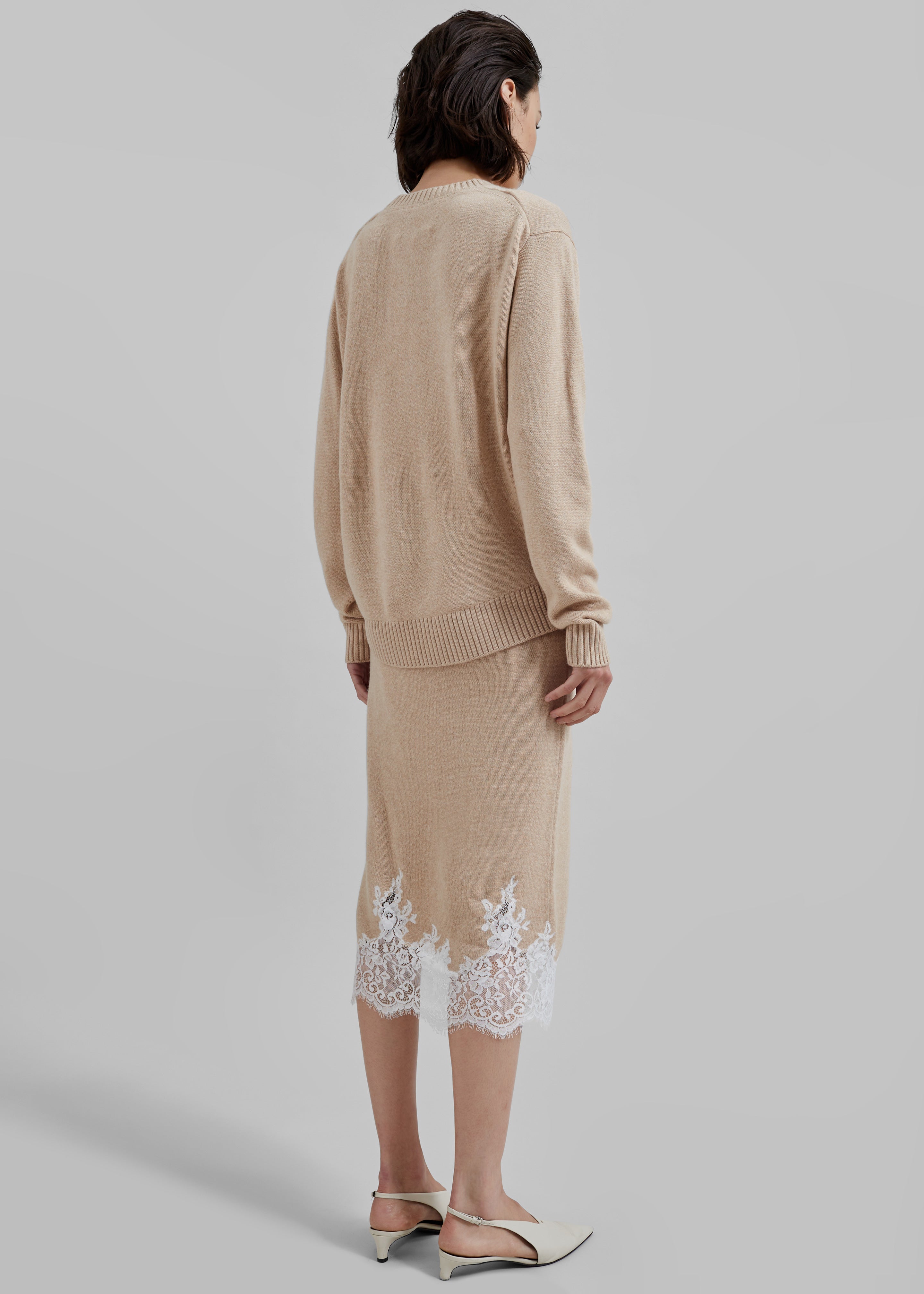 3.1 Philip Lim Long Sleeve Draped Knit Dress - Beige - 6