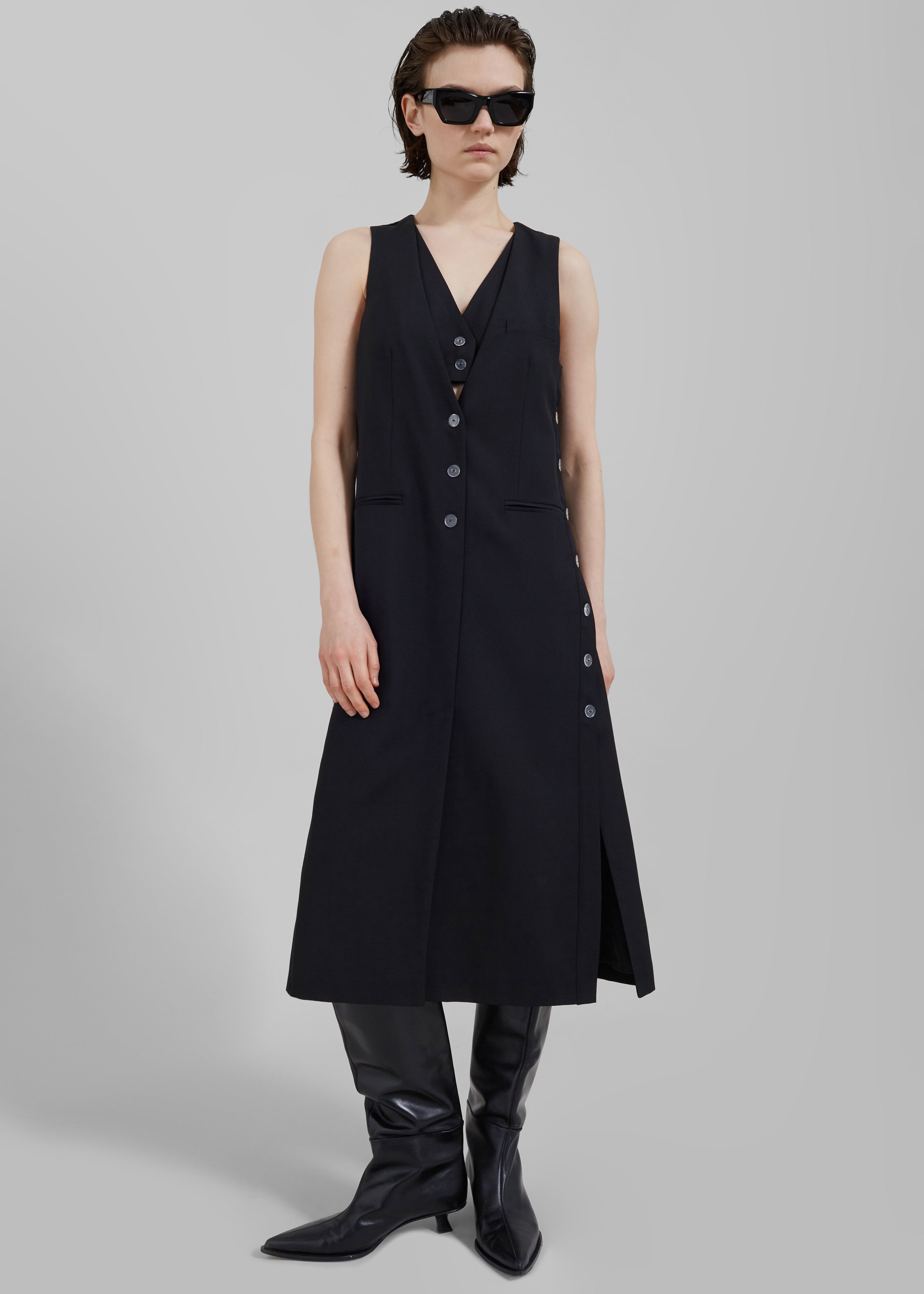 3.1 Phillip Lim Tailored Vest Dress with Set-In Bra - Black - 3