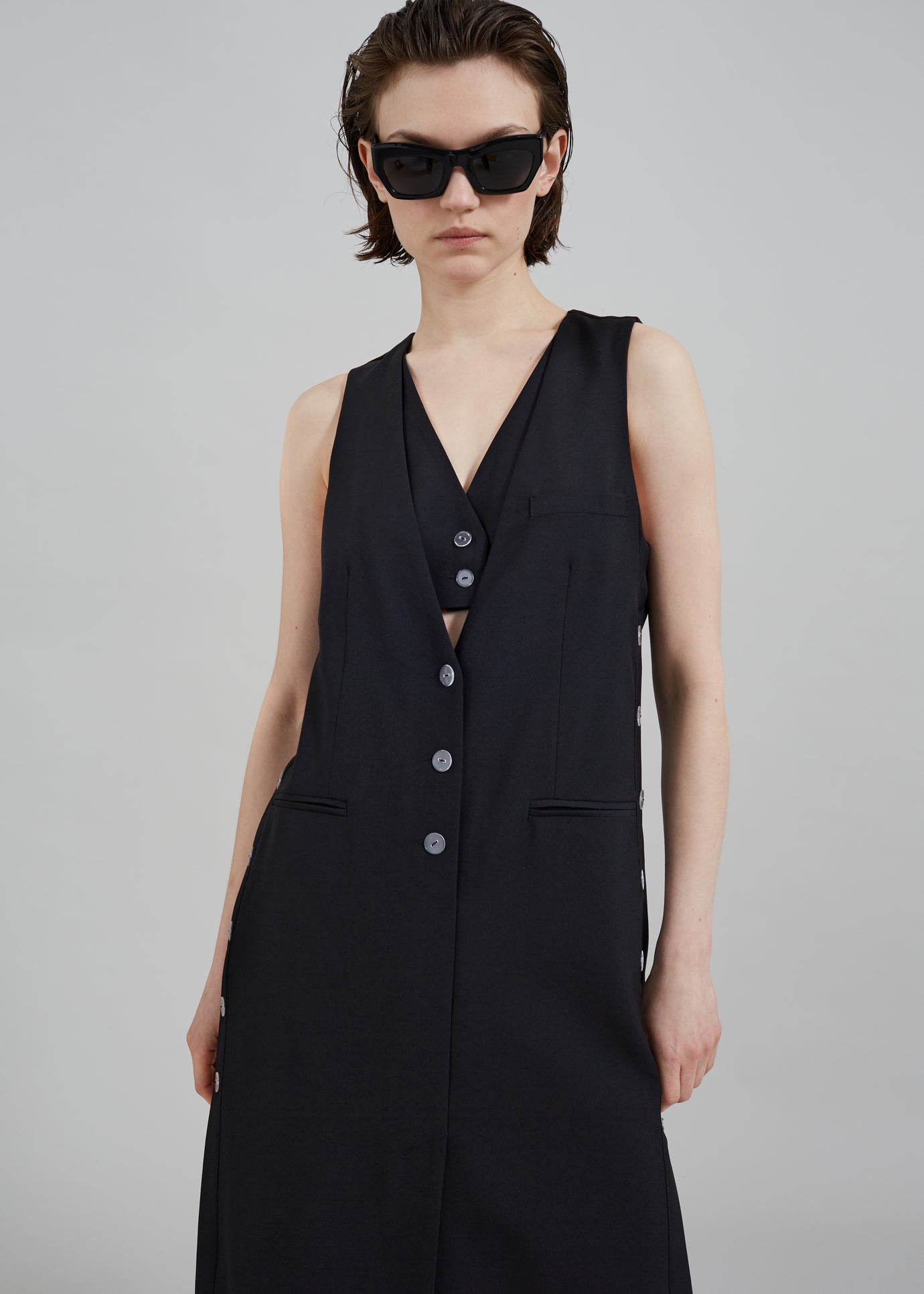 3.1 Phillip Lim Tailored Vest Dress with Set-In Bra - Black