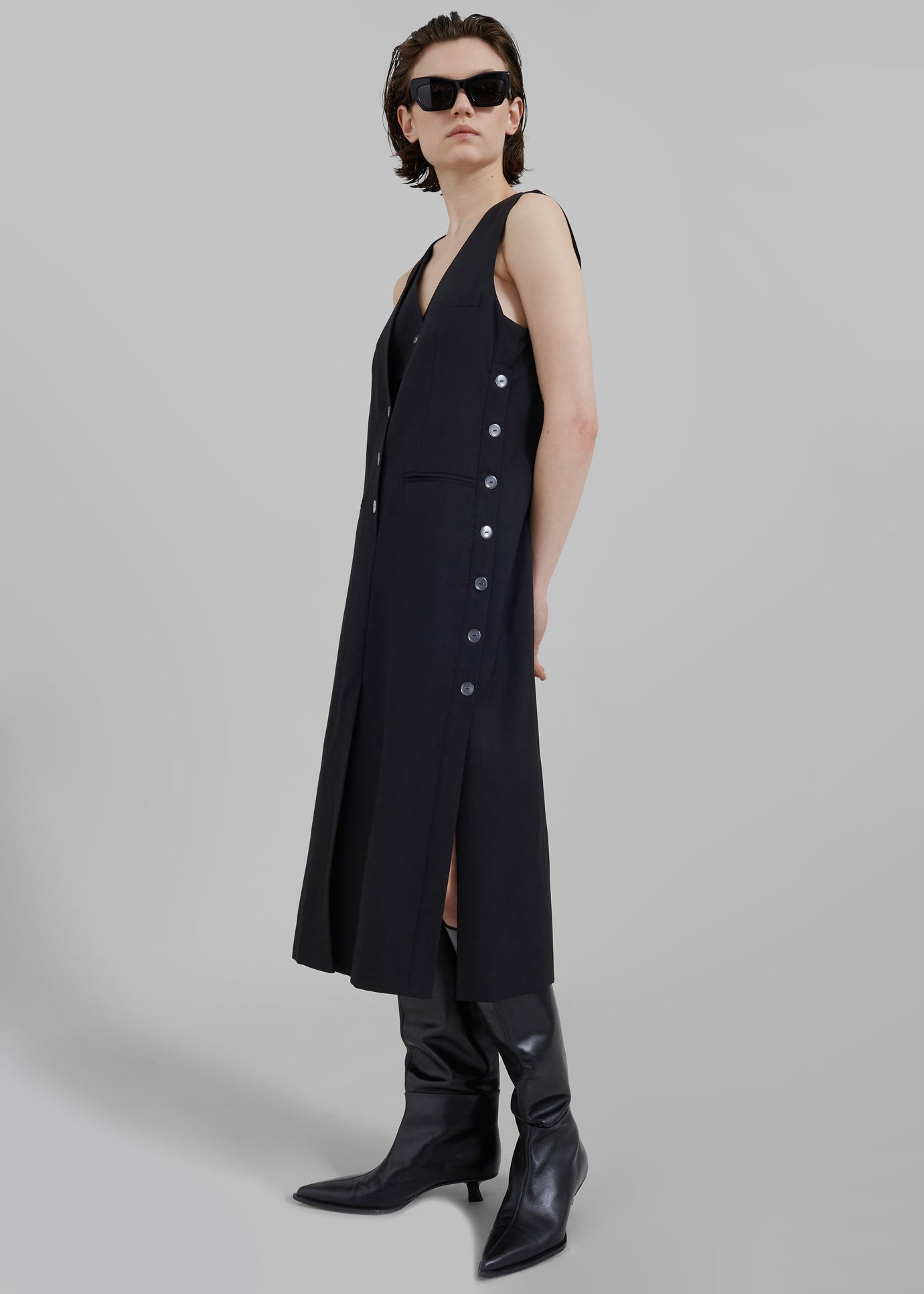 3.1 Phillip Lim Tailored Vest Dress with Set-In Bra - Black - 1