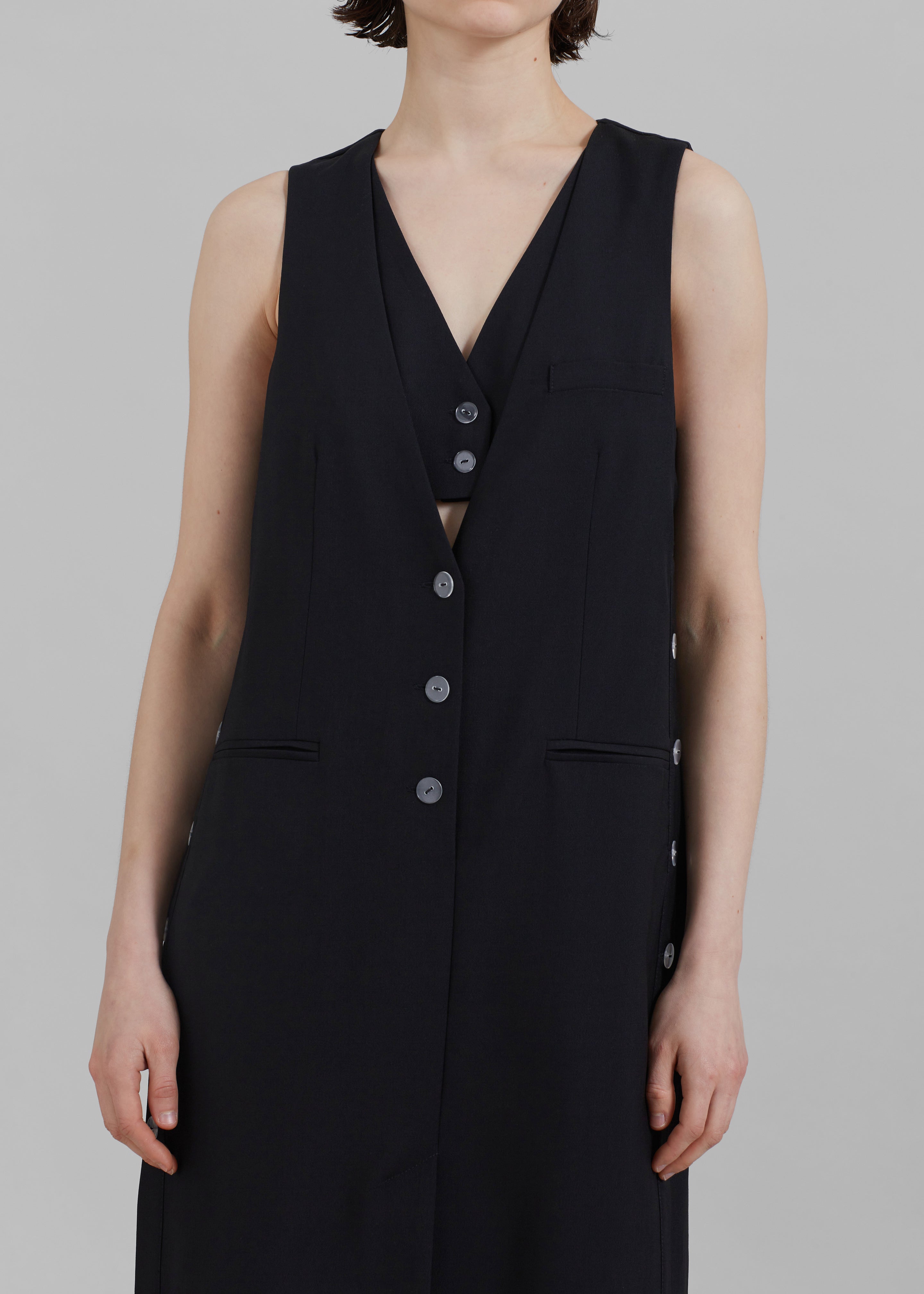 3.1 Phillip Lim Tailored Vest Dress with Set-In Bra - Black - 4