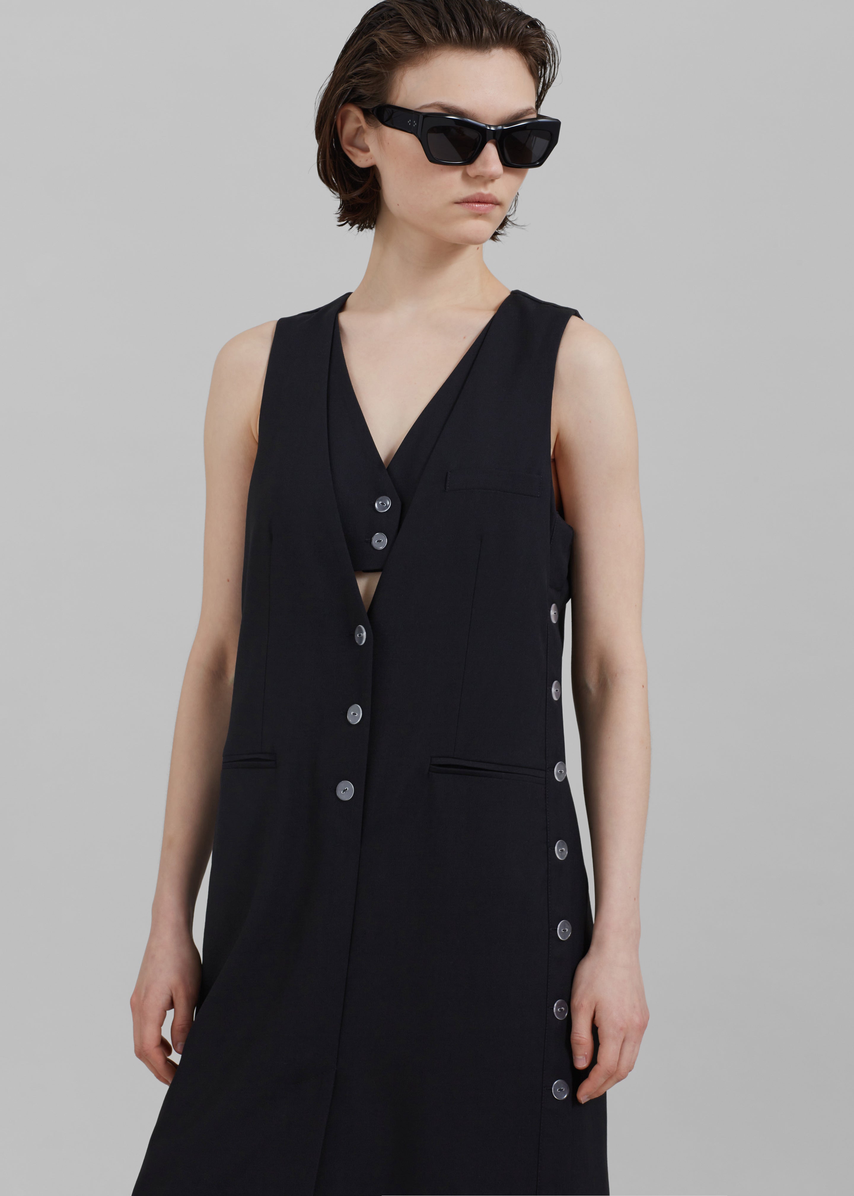 3.1 Phillip Lim Tailored Vest Dress with Set-In Bra - Black - 6