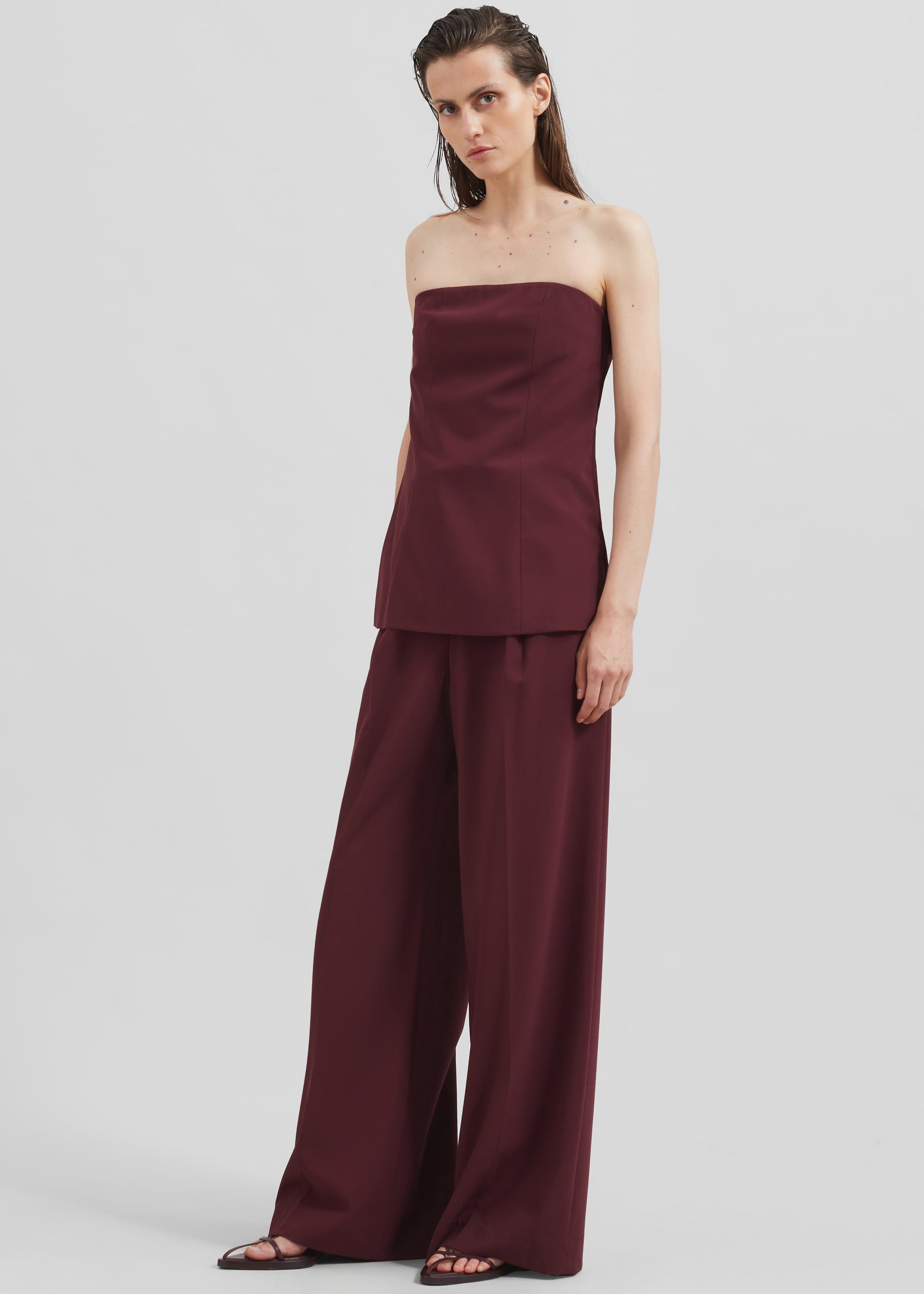 Shop the look image for Abbie Strapless Top - Burgundy