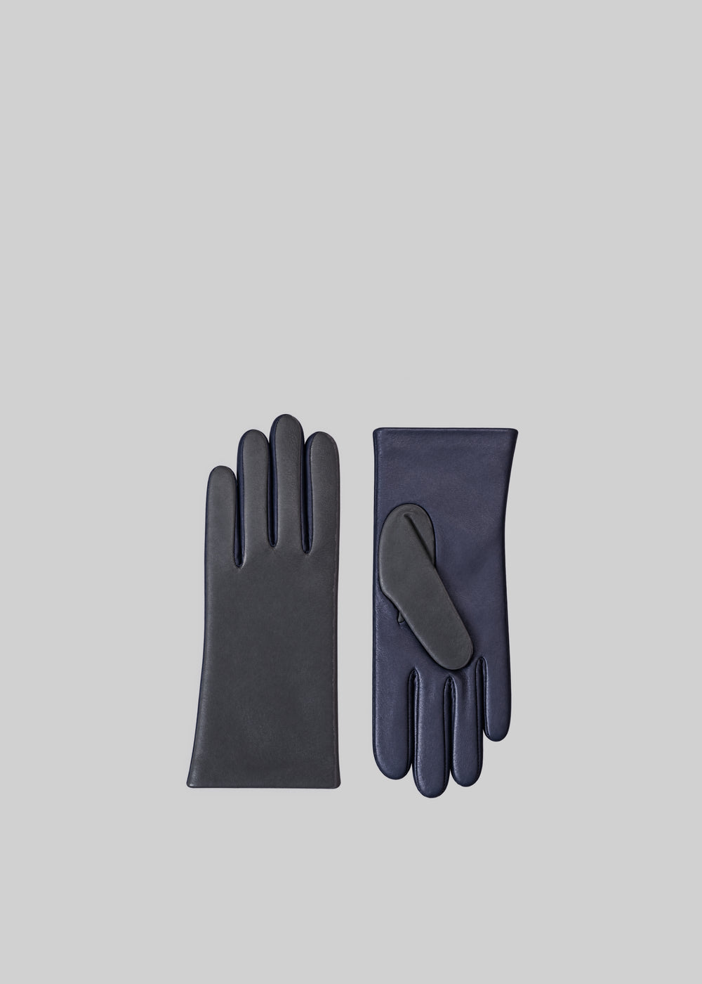 Rion Bicolor Short Leather Gloves - Dark Grey/Dark Navy - 1