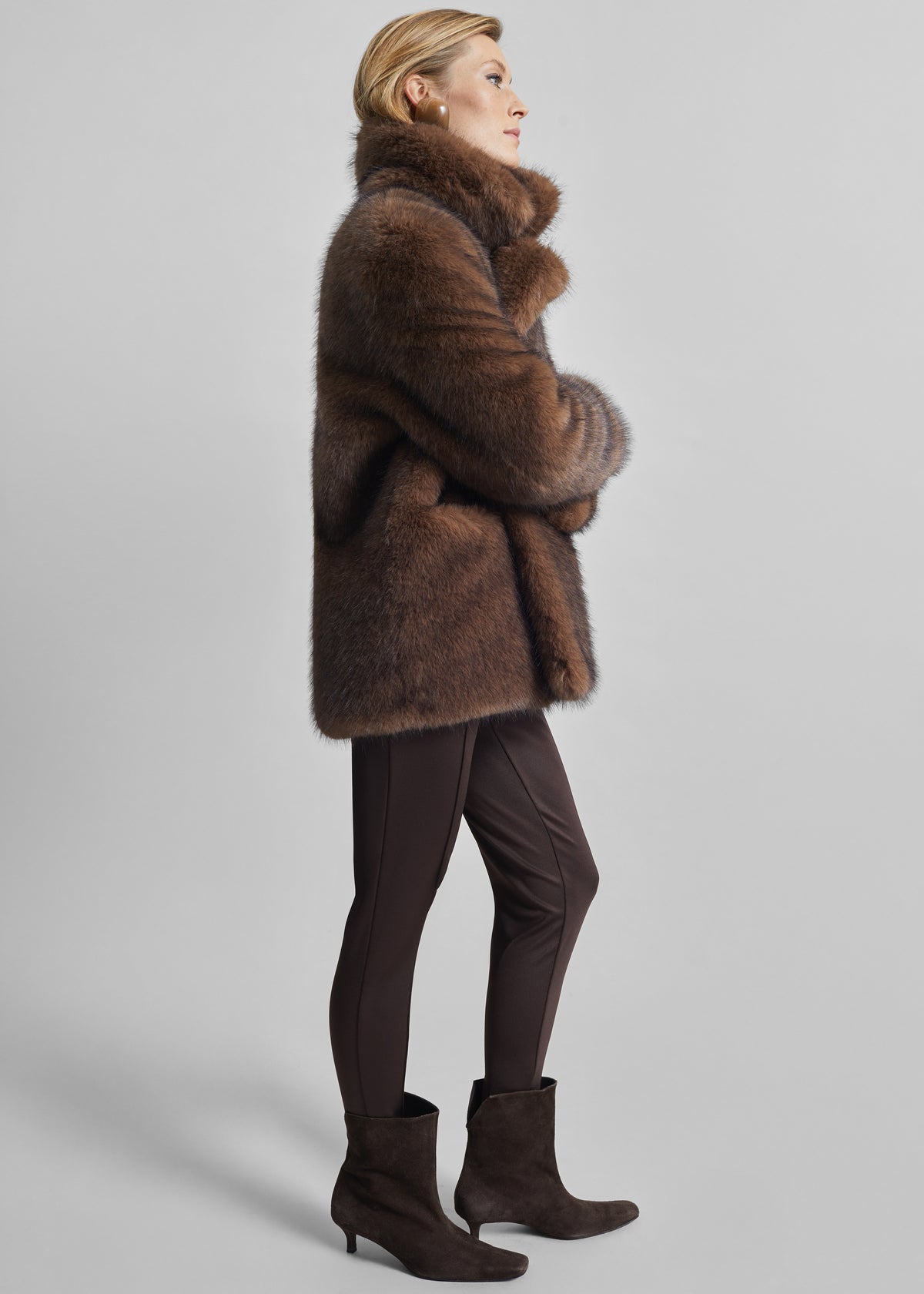 Adamello Faux Fur Short Coat - Brown - 8