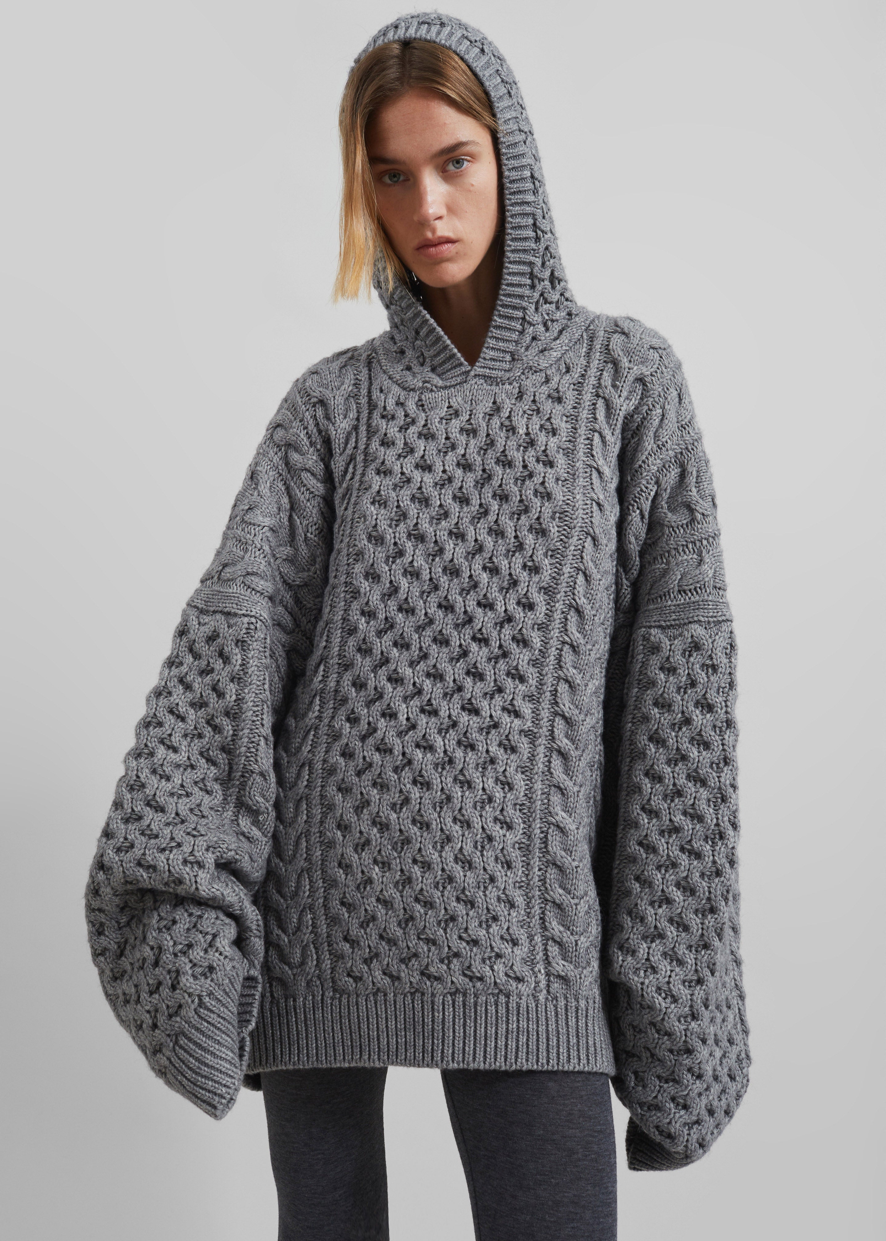 Adare Braided Knit Hoodie - Grey - 5