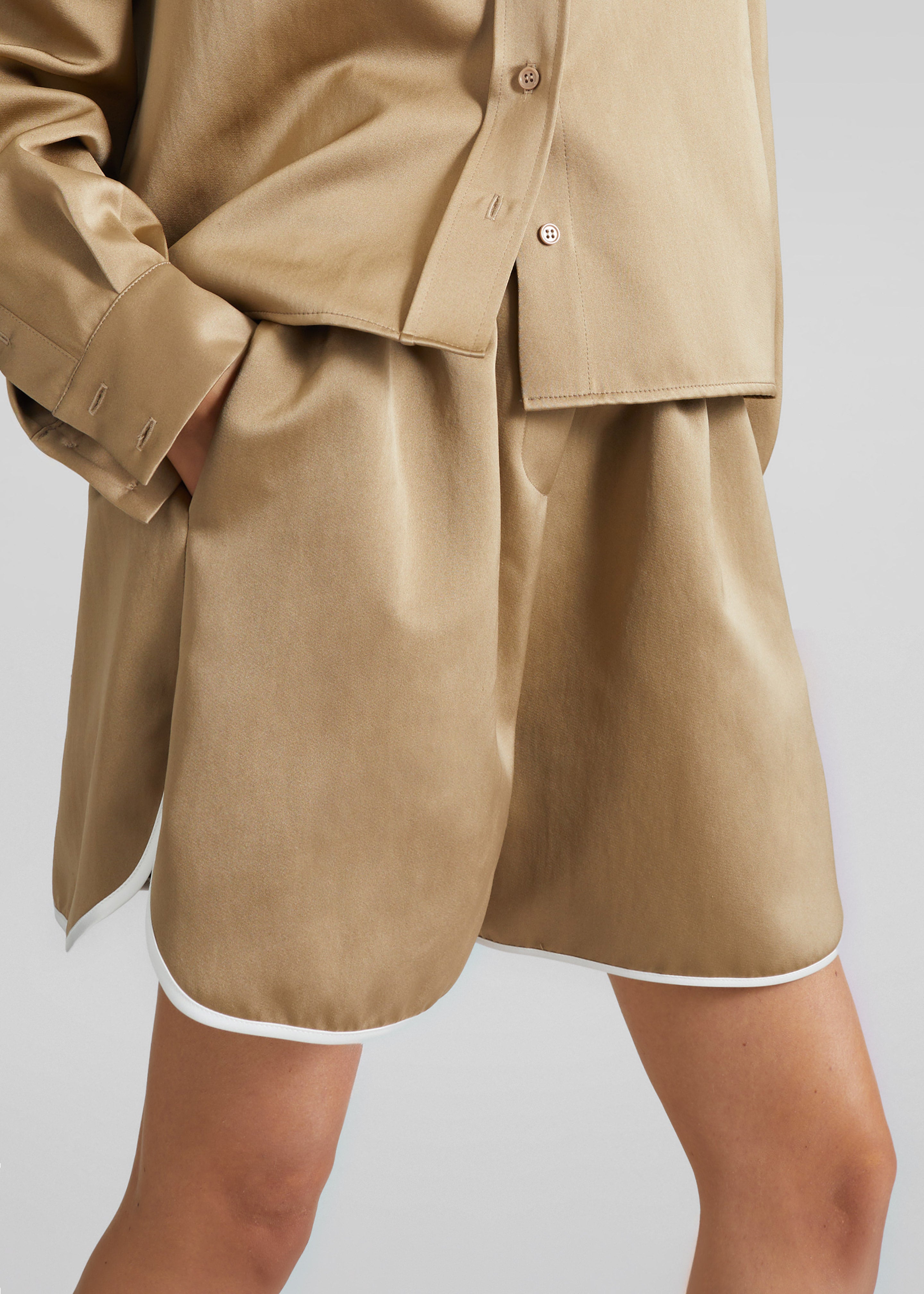Adia Satin Boxer Shorts - Beige - 3