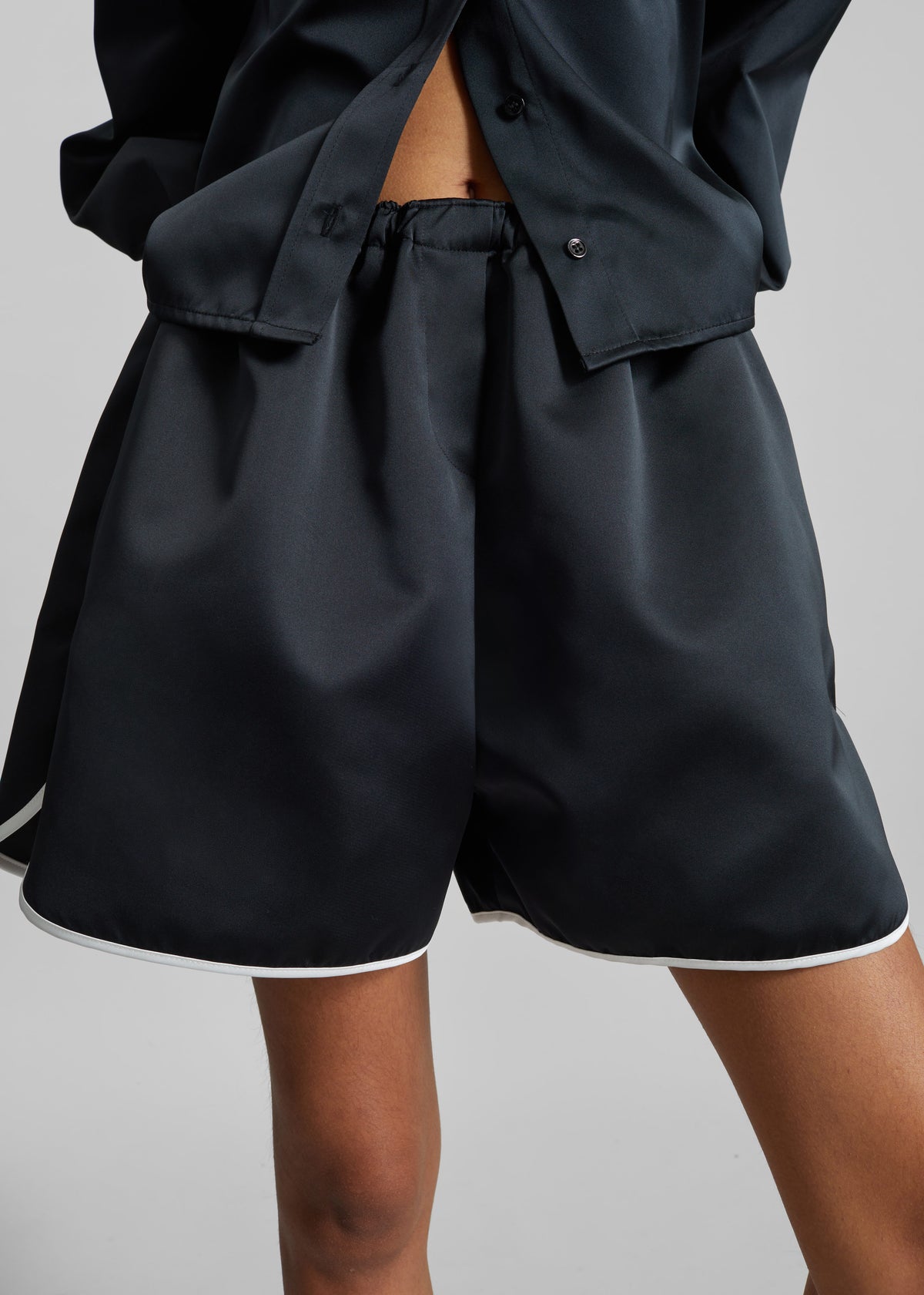 Adia Satin Boxer Shorts - Black - 5