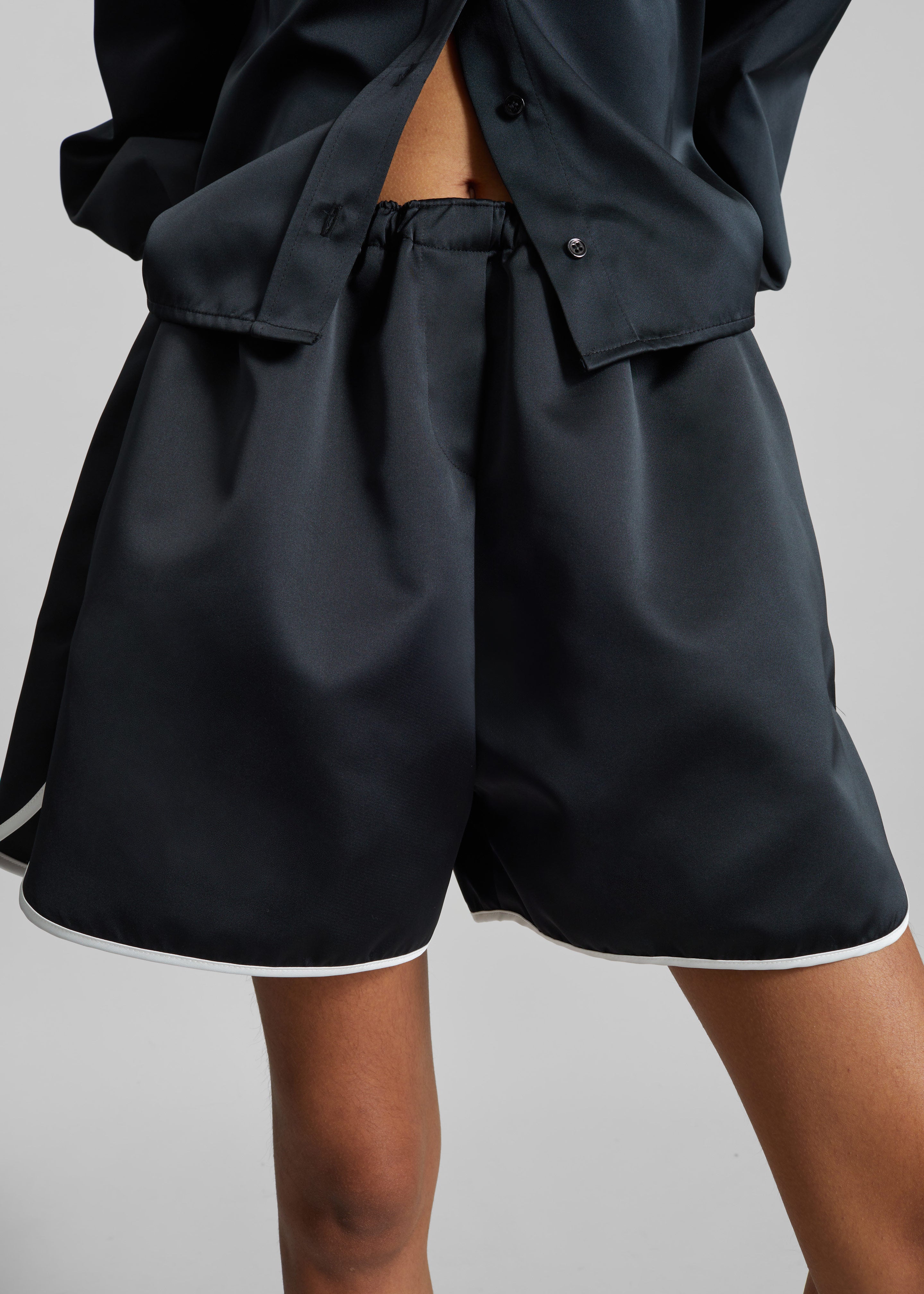 Adia Satin Boxer Shorts - Black - 5