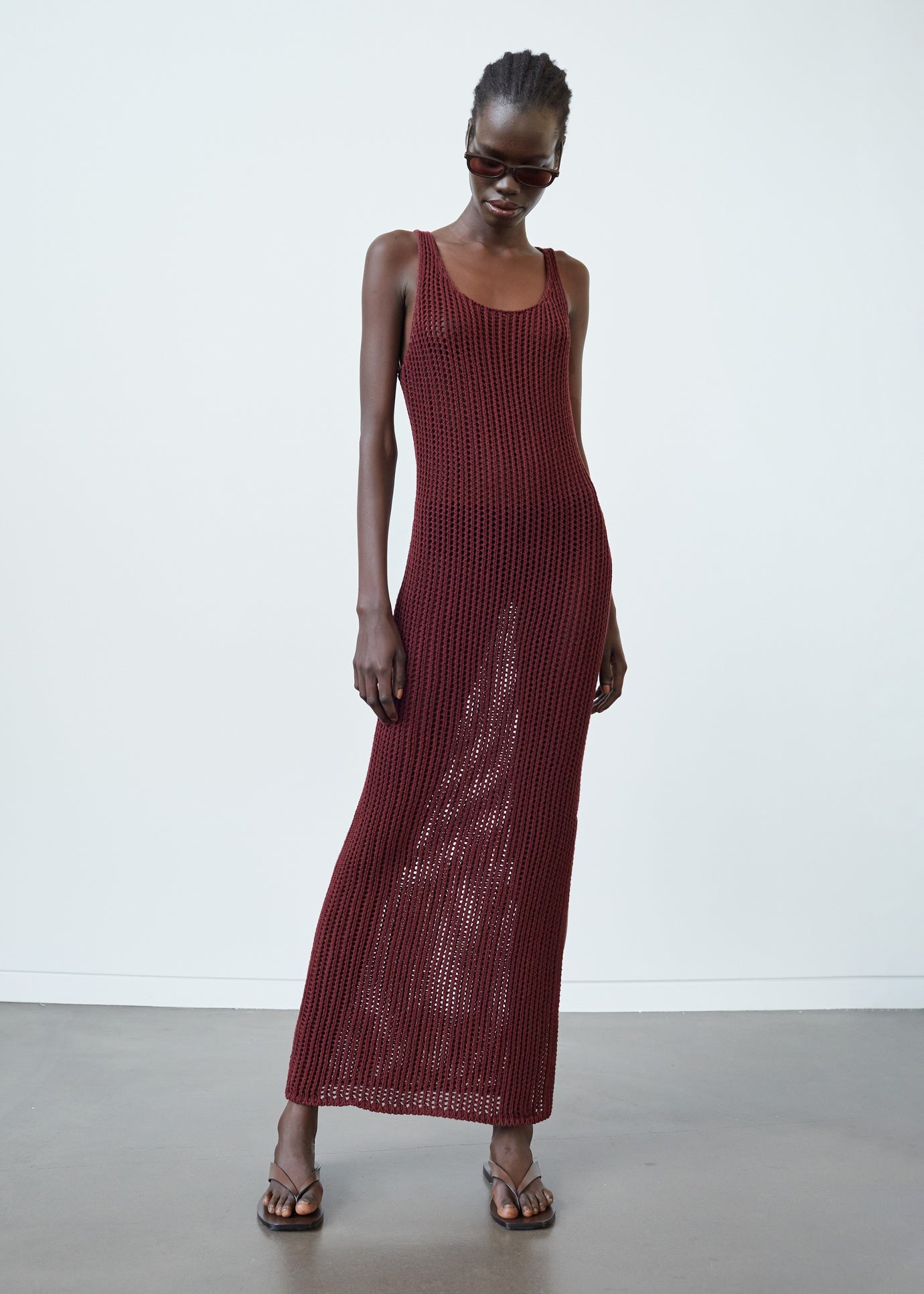 Adrienna Crochet Maxi Dress - Burgundy
