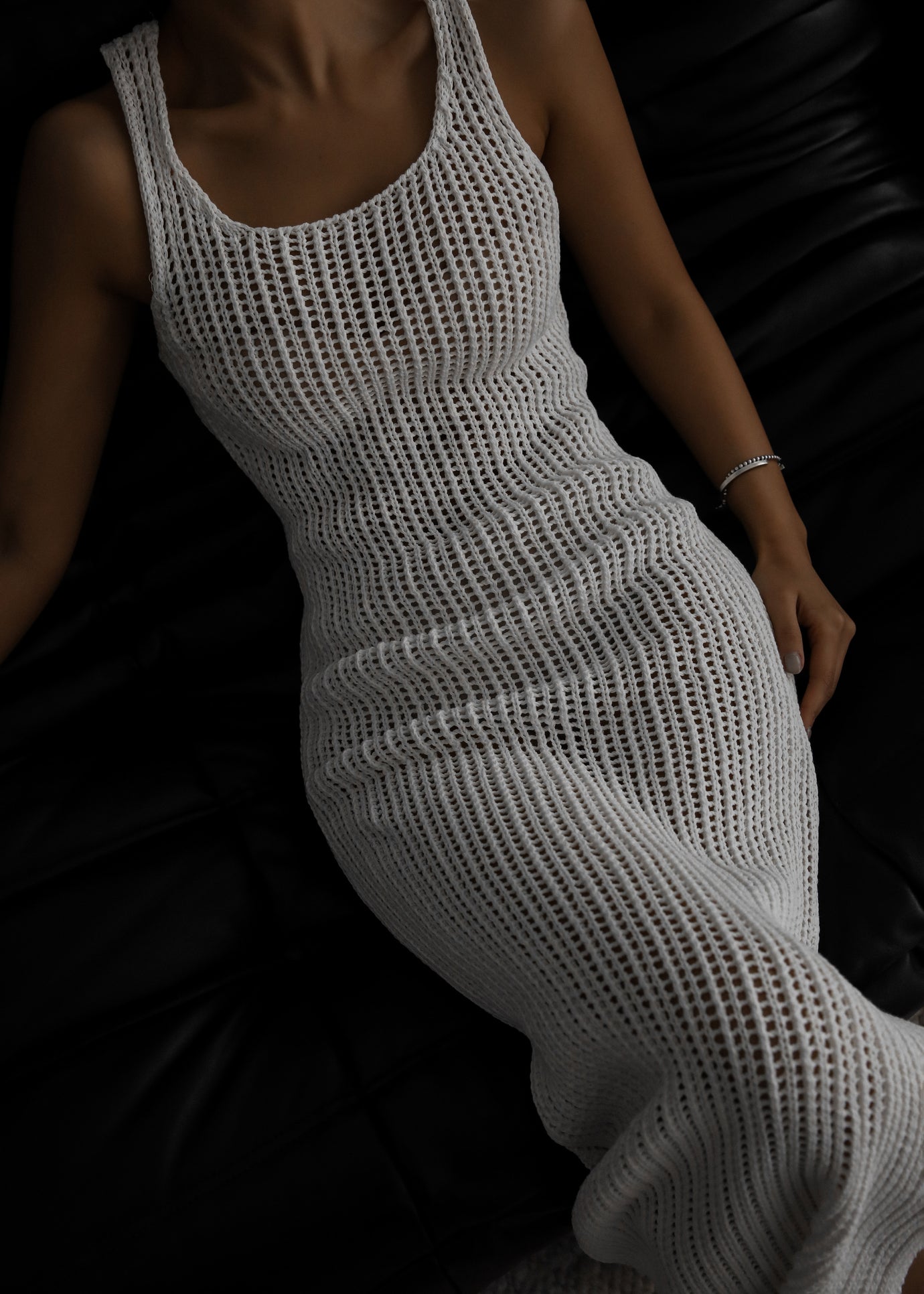 Adrienna Crochet Maxi Dress - White - 1