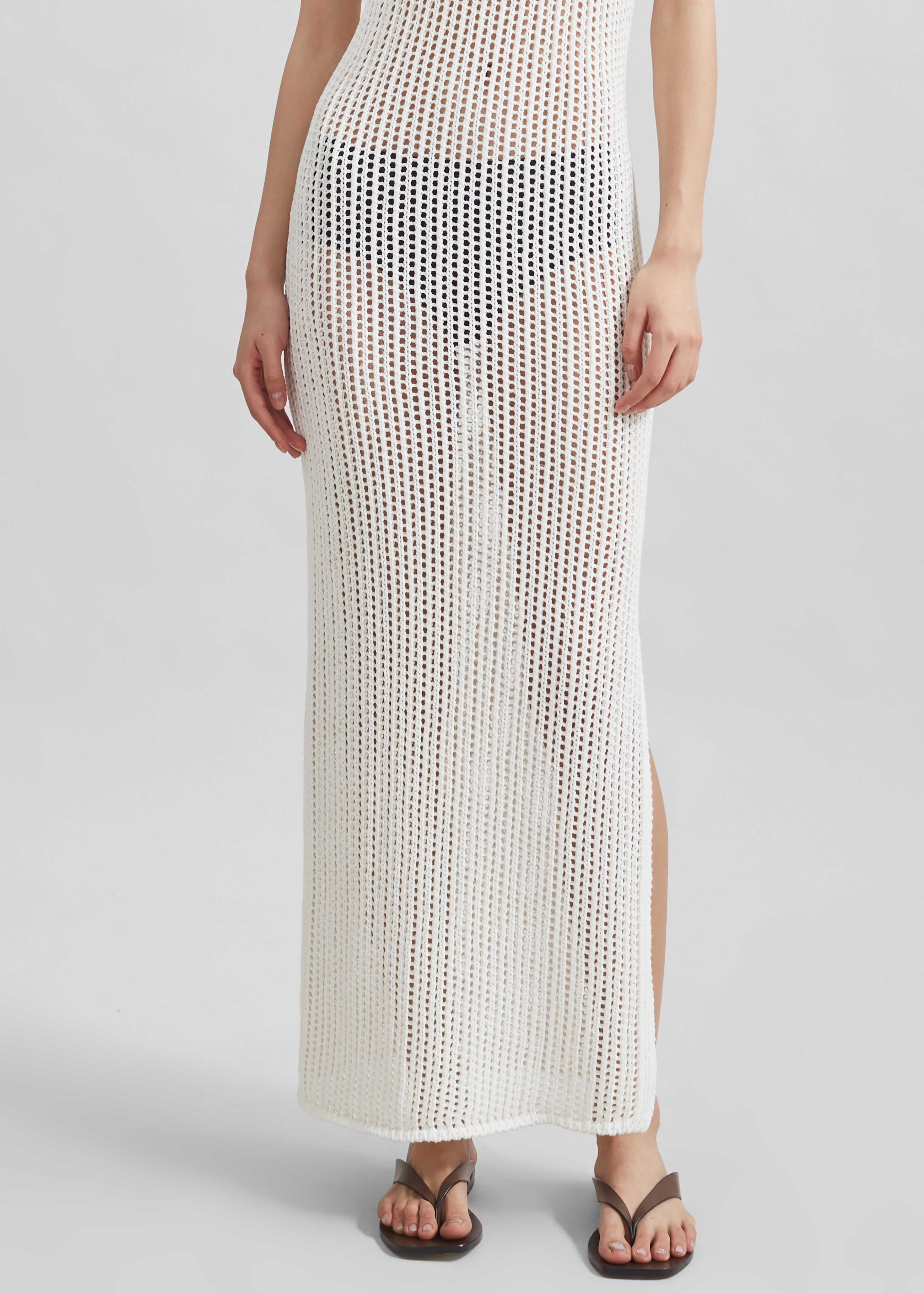 Adrienna Crochet Maxi Dress - White - 9