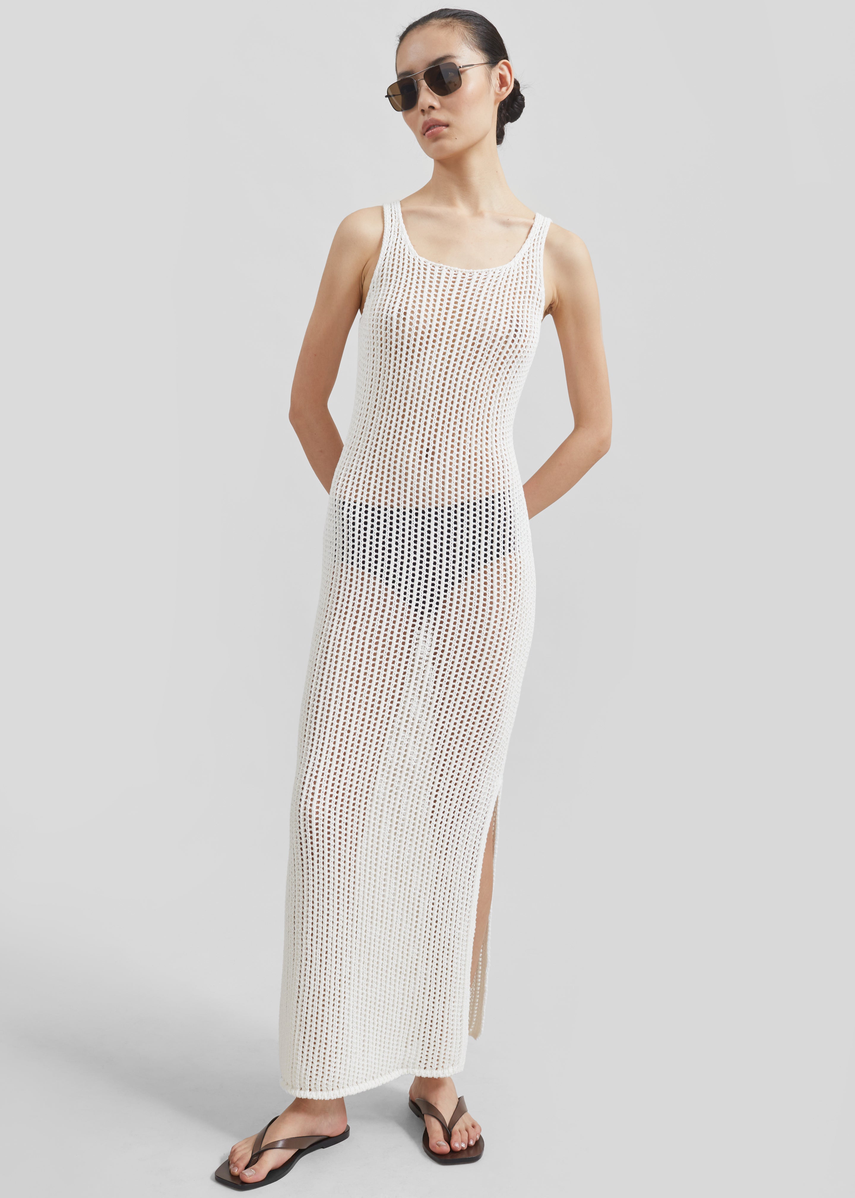 Adrienna Crochet Maxi Dress - White - 1