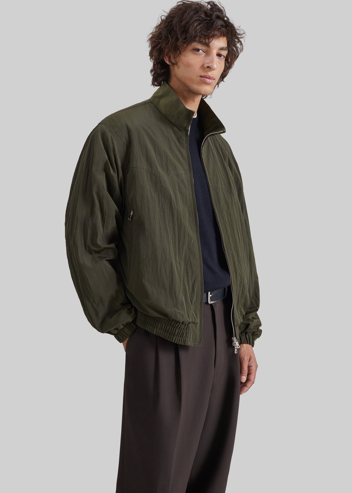 Adry Crinkled Bomber Jacket - Dark Olive